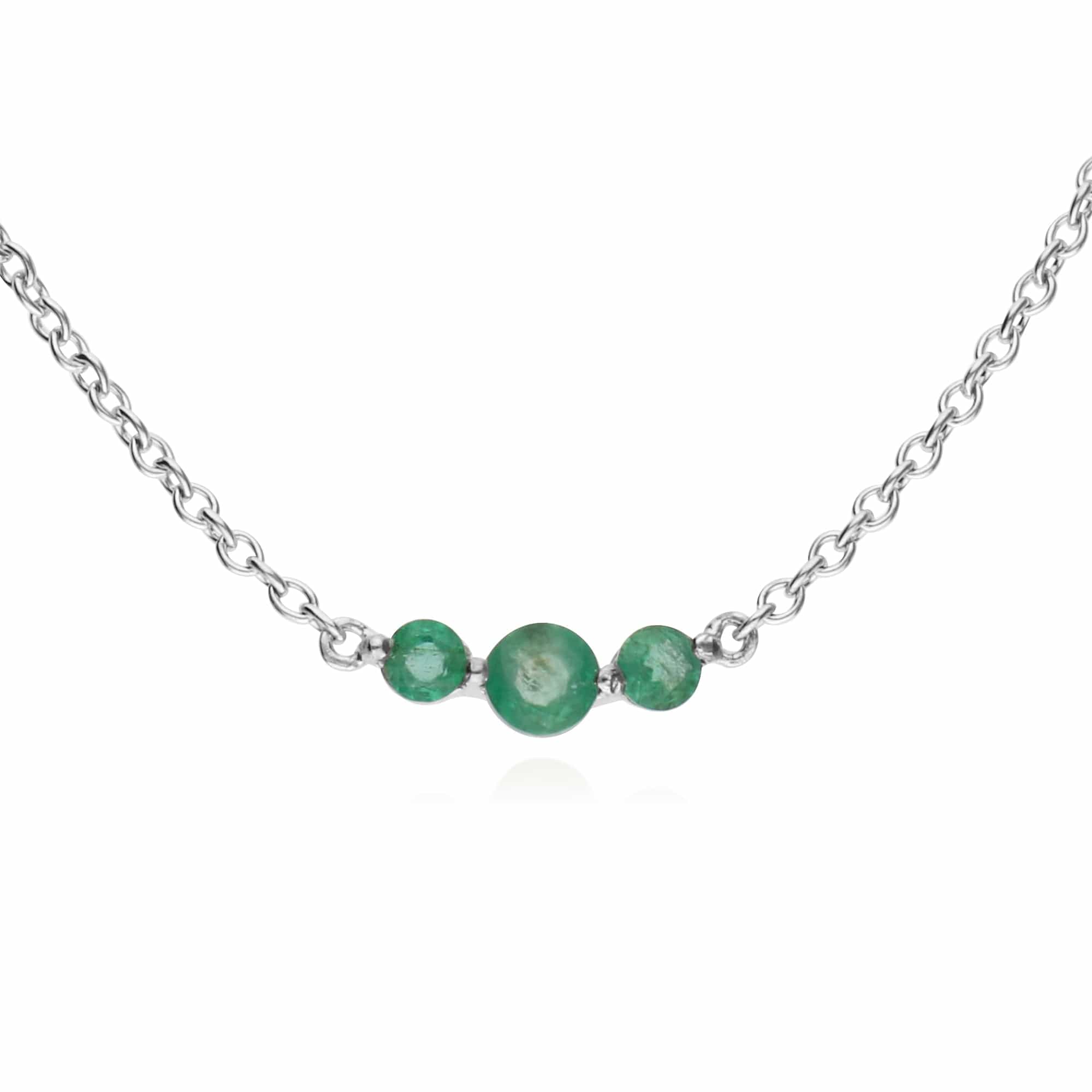 Classic Emerald Three Stone Gradient Bracelet & Necklace Set Image 3