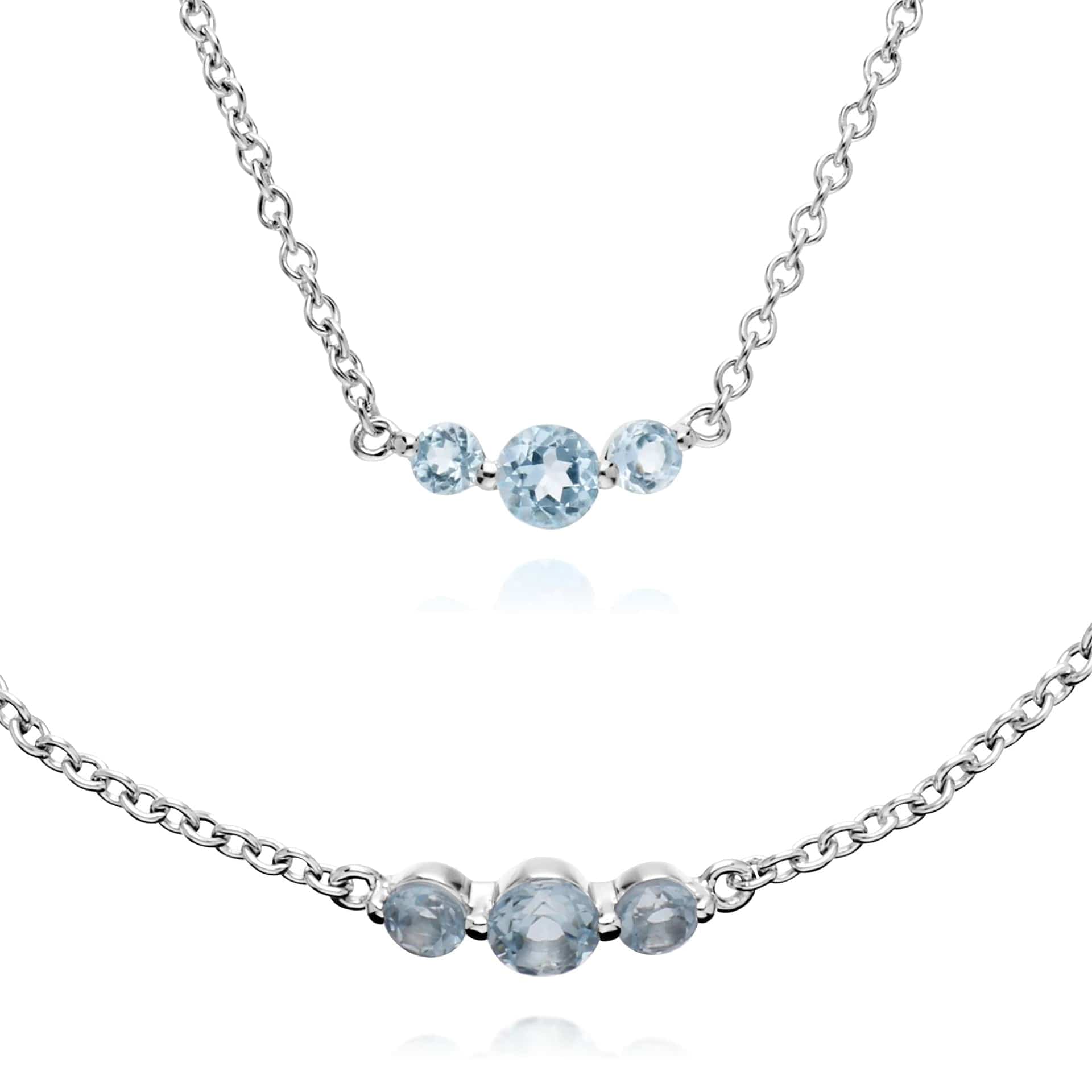 Classic Round Blue Topaz Gradient Bracelet & Necklace Set Image 1