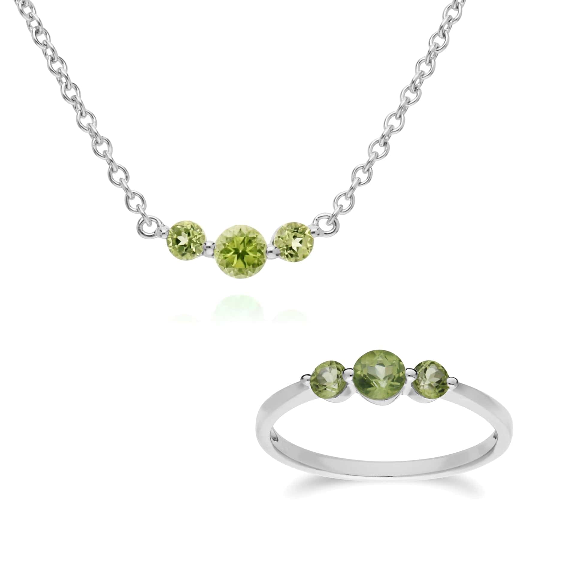 Classic Round Peridot Gradient Ring & Necklace Set Image 1