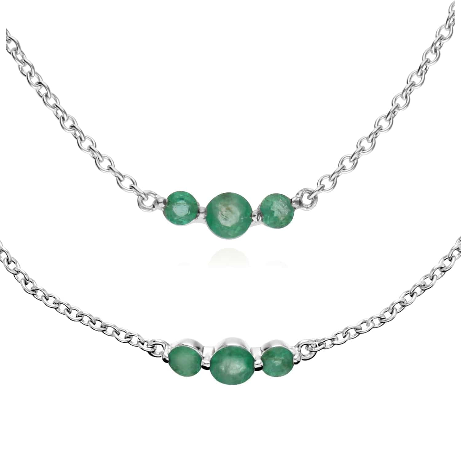 Classic Emerald Three Stone Gradient Bracelet & Necklace Set Image 1