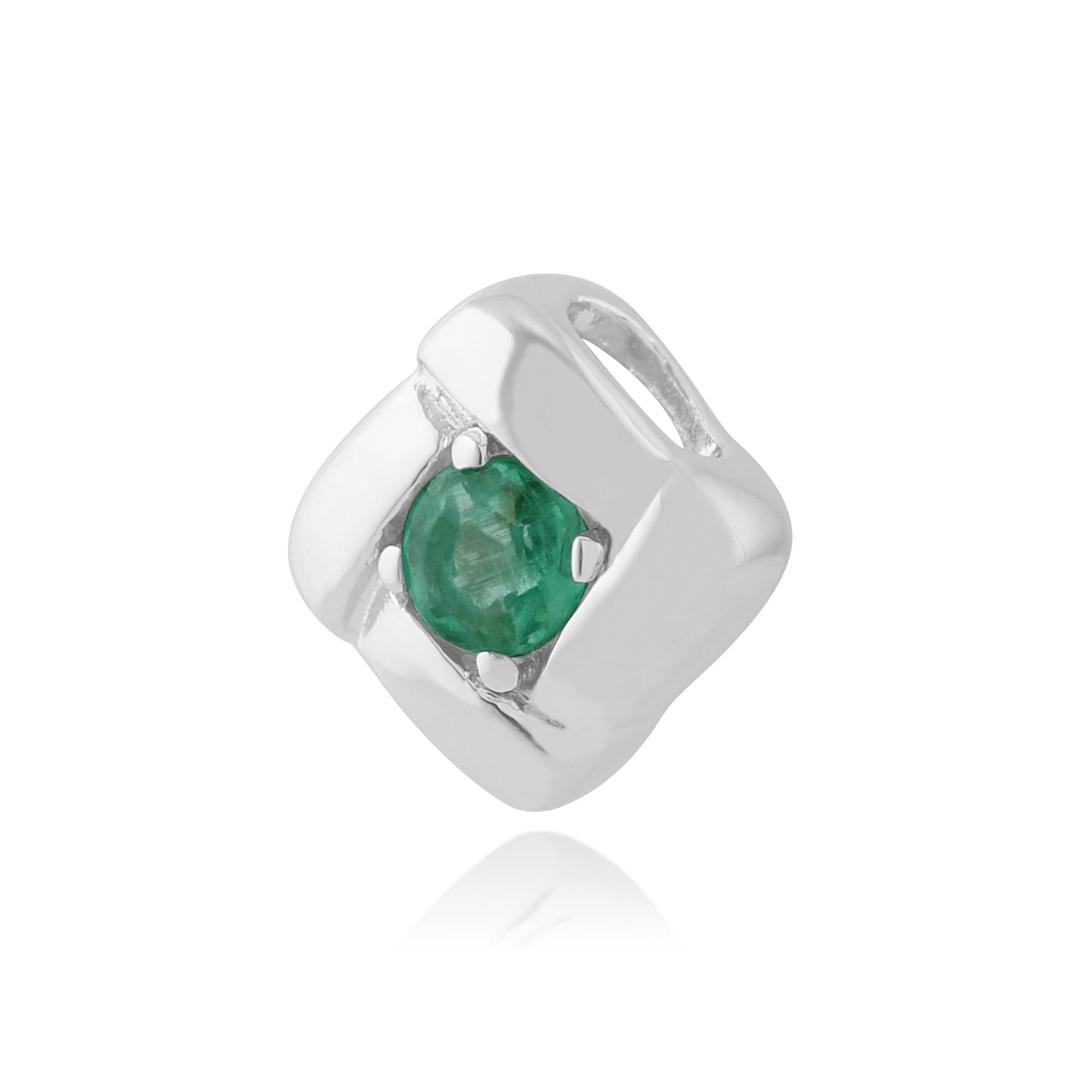Classic Round Emerald Single Stone Square Crossover Pendant in 925 Sterling Silver - Gemondo