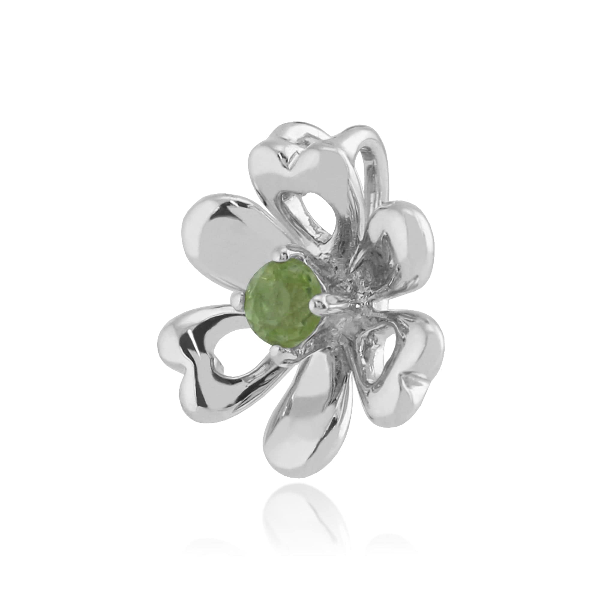 Floral Round Peridot Flower Single Stone Pendant in 925 Sterling Silver - Gemondo