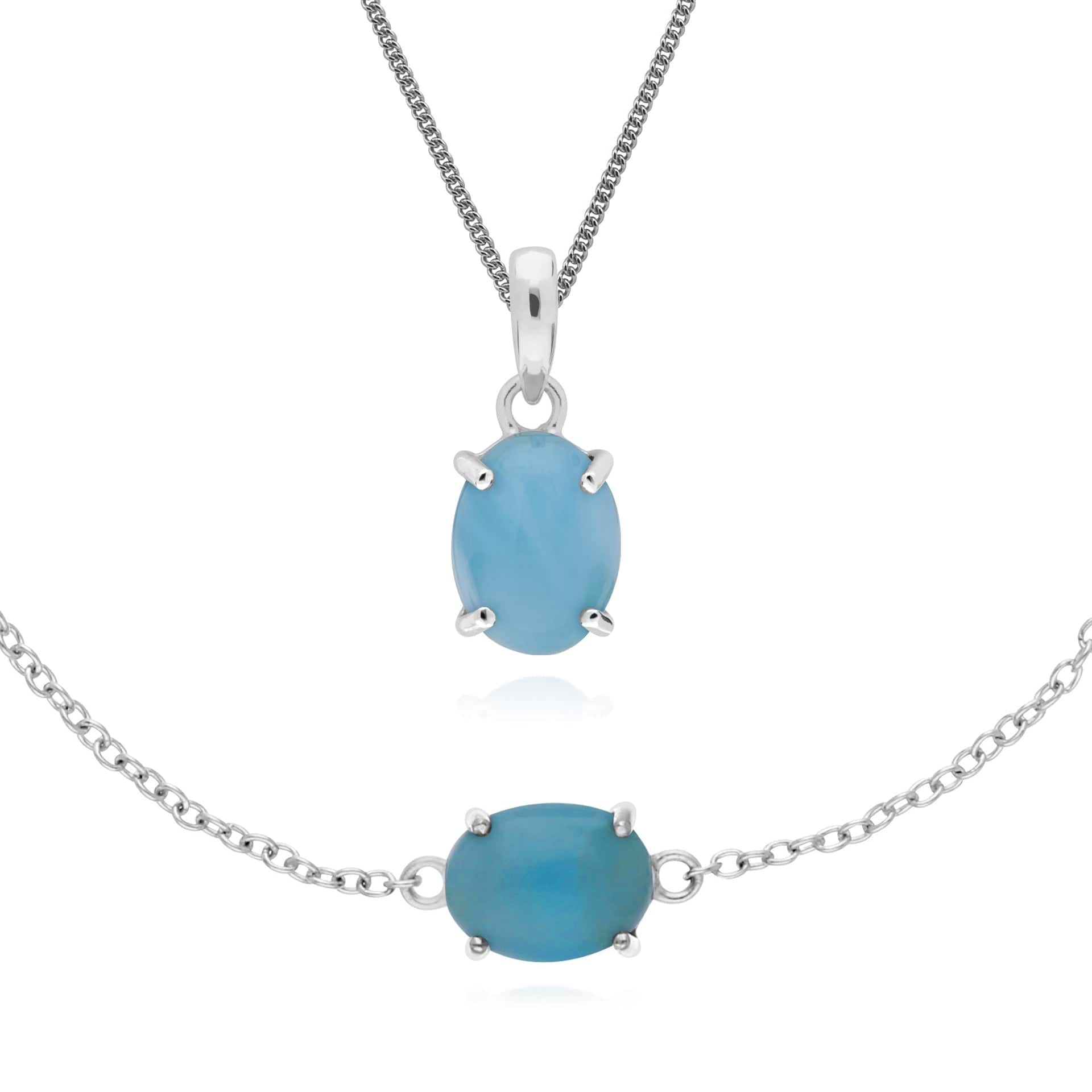 Classic Larimar Bracelet & Pendant Set Image 1
