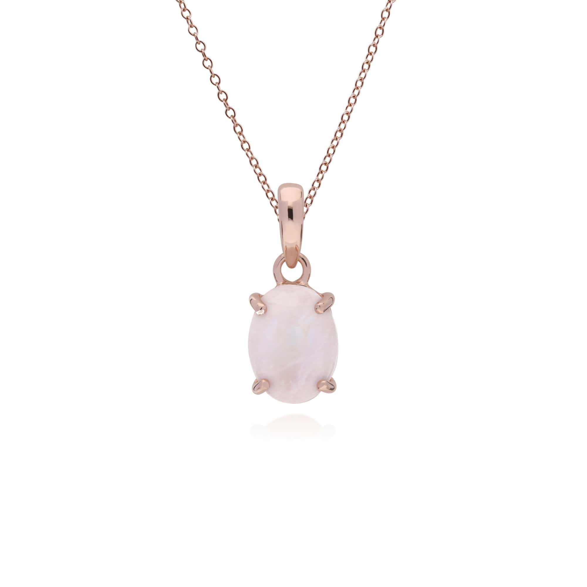 270P023903925 Gemondo Rose Gold Plated Sterling Silver Rose Quartz Oval 45cm Necklace 1