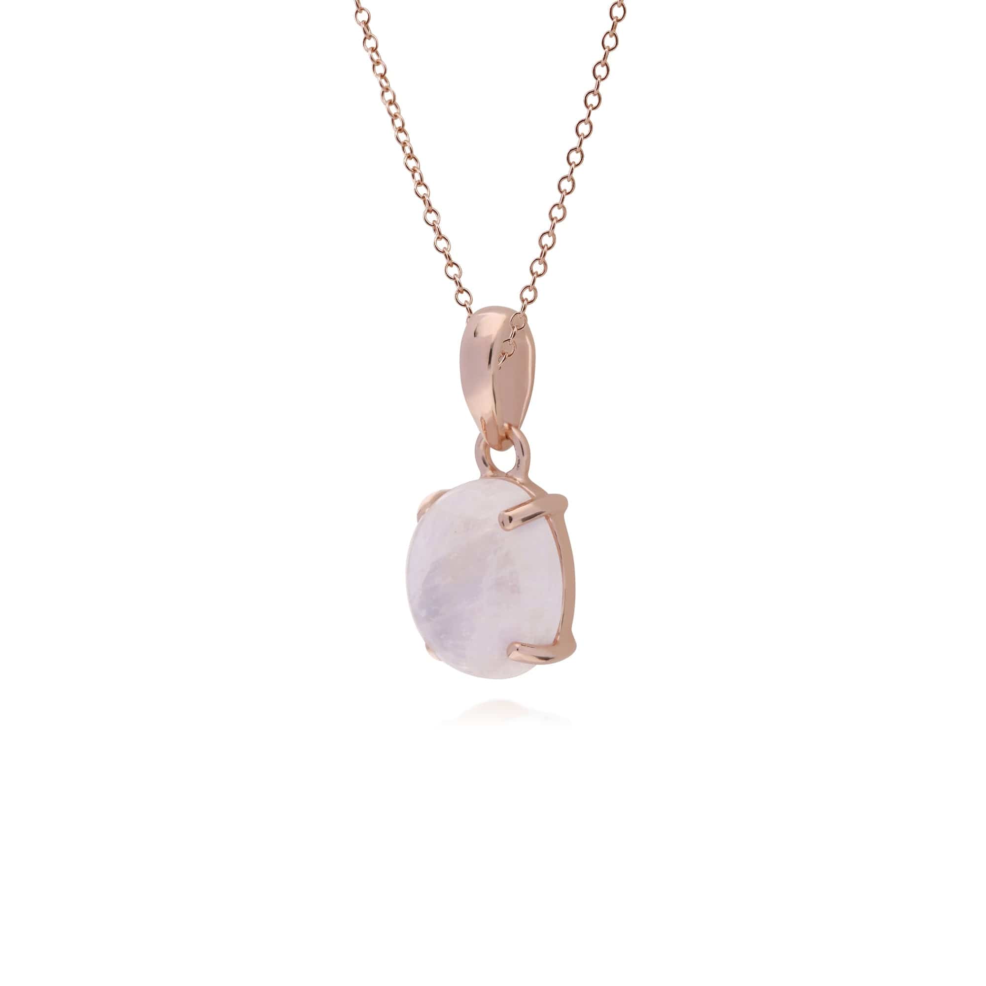 Classic Oval Rainbow Moonstone Pendant in Rose Gold Plated 925 Sterling Silver - Gemondo