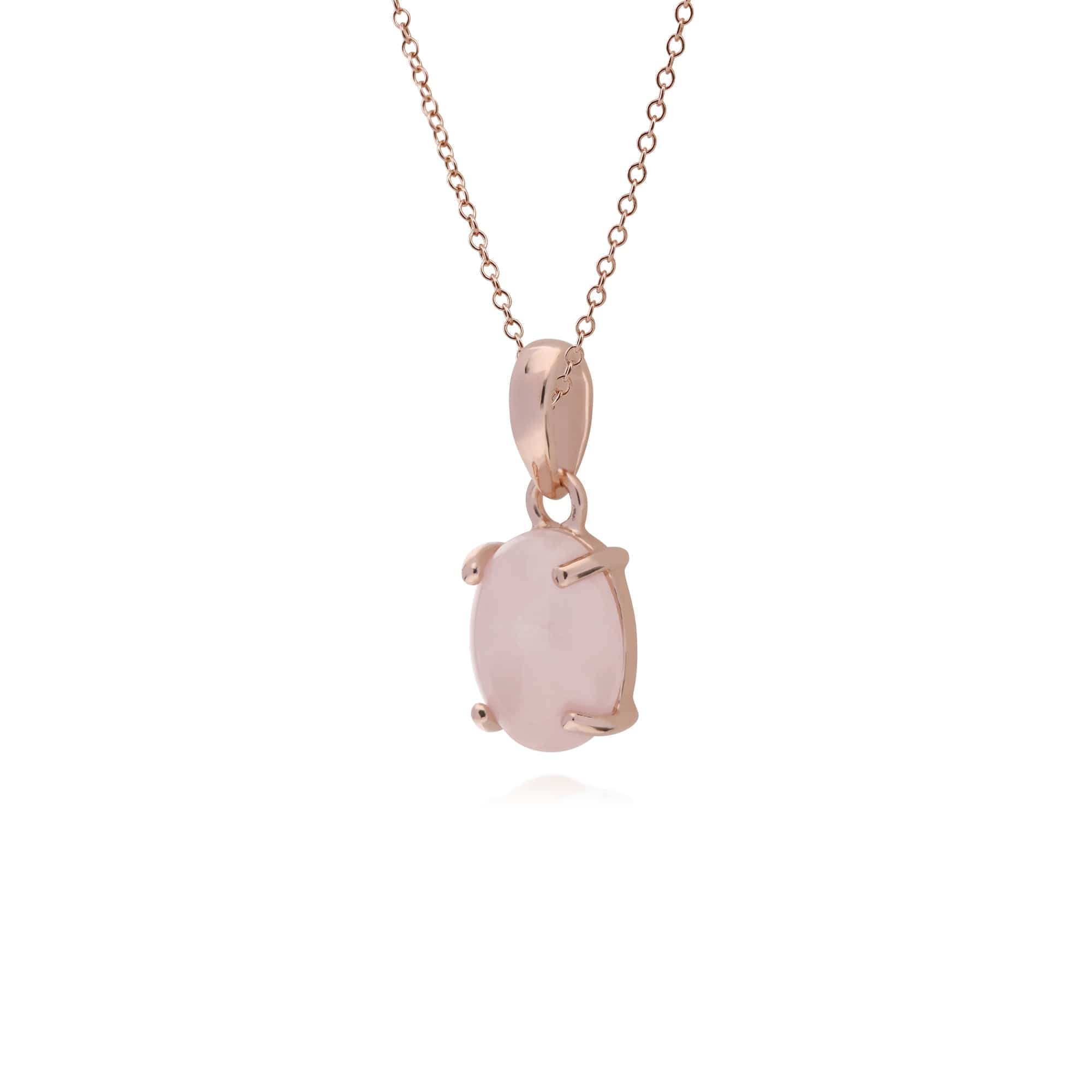 270P023903925 Gemondo Rose Gold Plated Sterling Silver Rose Quartz Oval 45cm Necklace 2