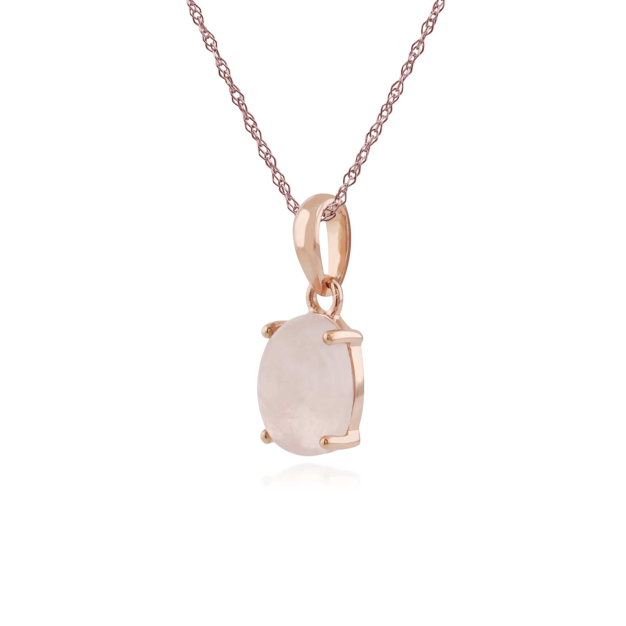 Classic Oval Milky Morganite Pendant in Rose Gold Plated Silver - Gemondo
