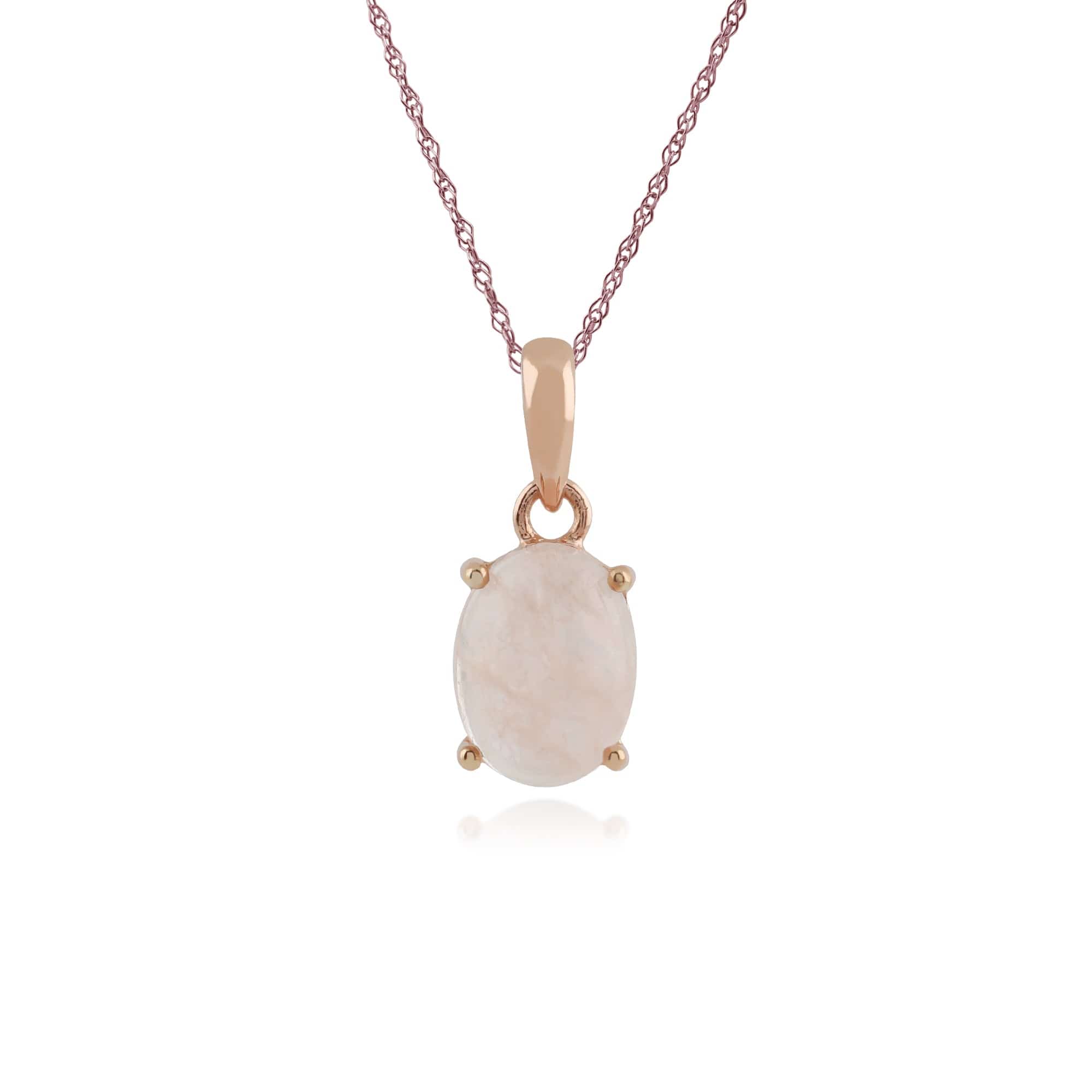 Classic Oval Milky Morganite Pendant in Rose Gold Plated Silver - Gemondo