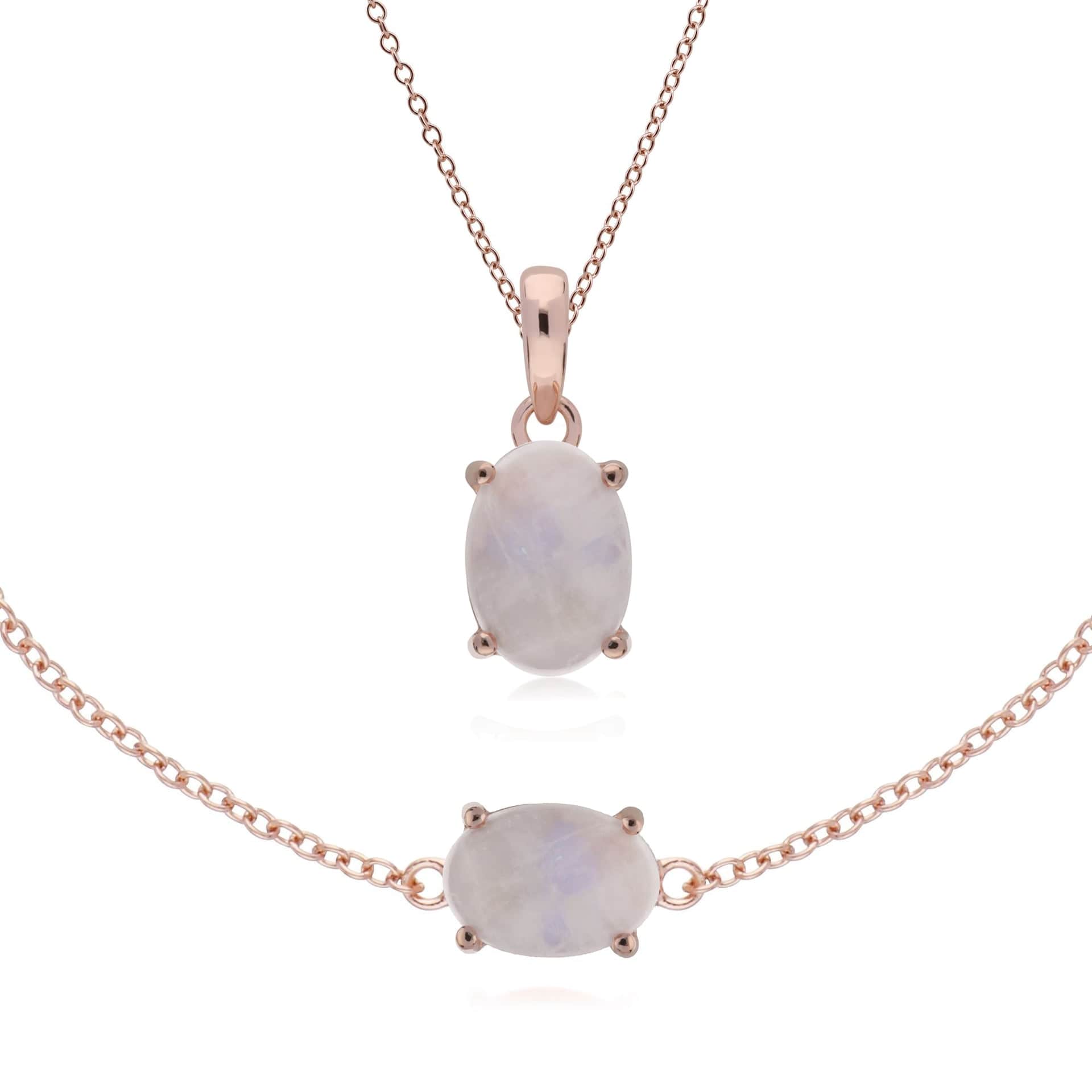 Classic Rainbow Moonstone Bracelet & Pendant Set Image 1