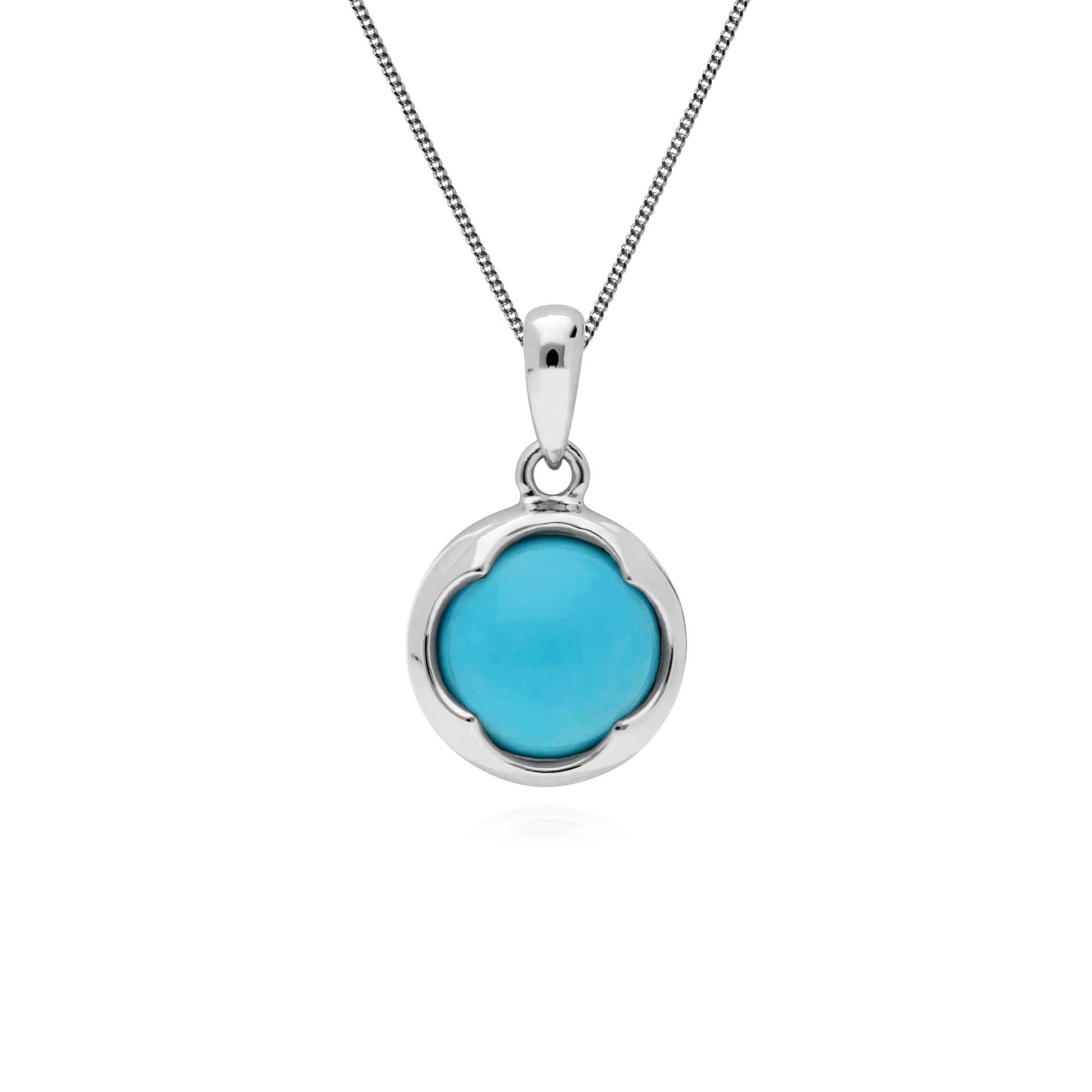 Gemondo Sterling Silver Round Turquoise Pendant on 45cm Chain - Gemondo