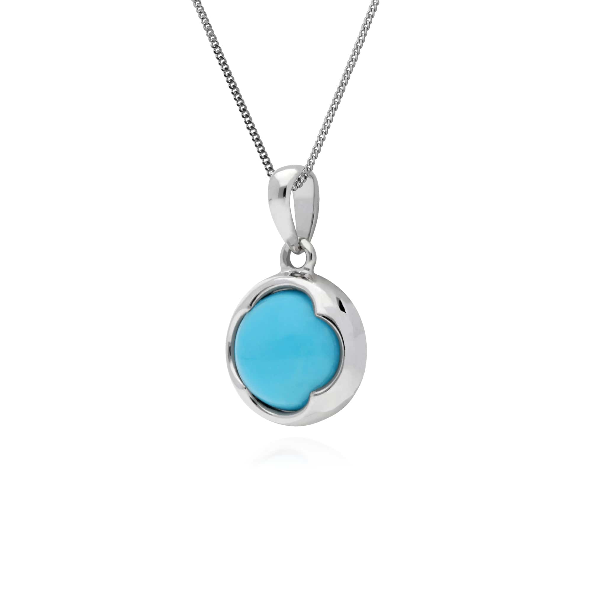 Gemondo Sterling Silver Round Turquoise Pendant on 45cm Chain - Gemondo