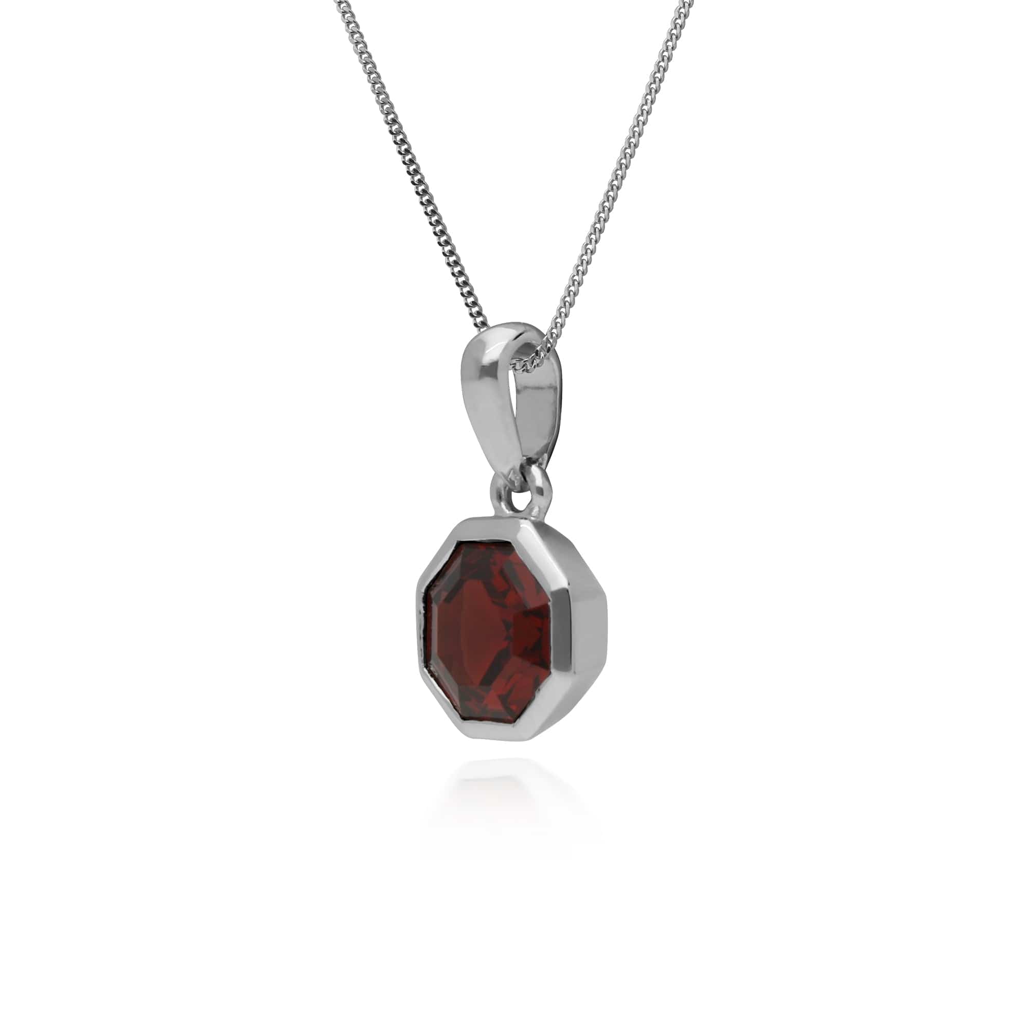 270P025103925 Geometric Octagon Garnet Pendant in 925 Sterling Silver 2