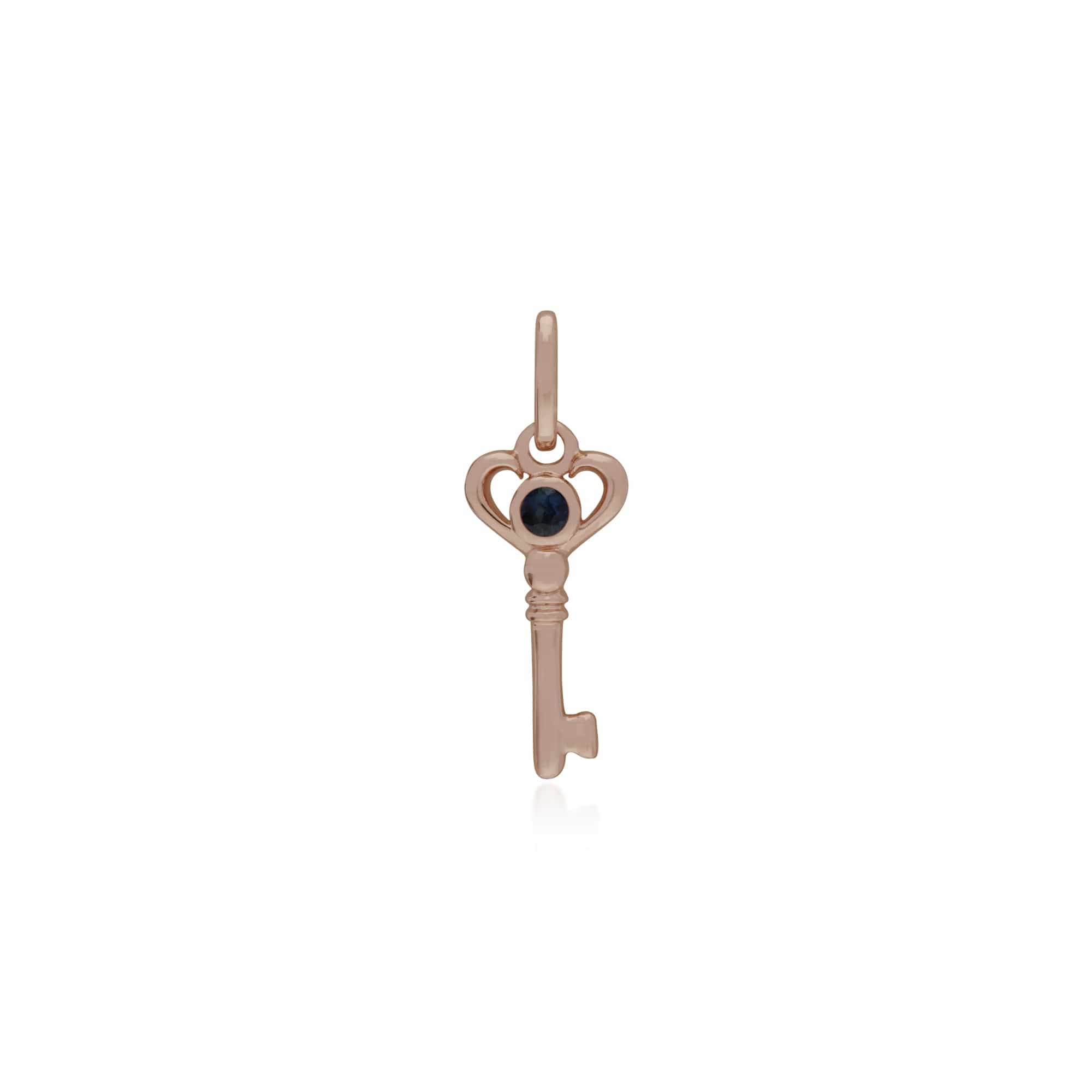 270P026302925-270P026901925 Classic Heart Lock Pendant & Sapphire Key Charm in Rose Gold Plated 925 Sterling Silver 2