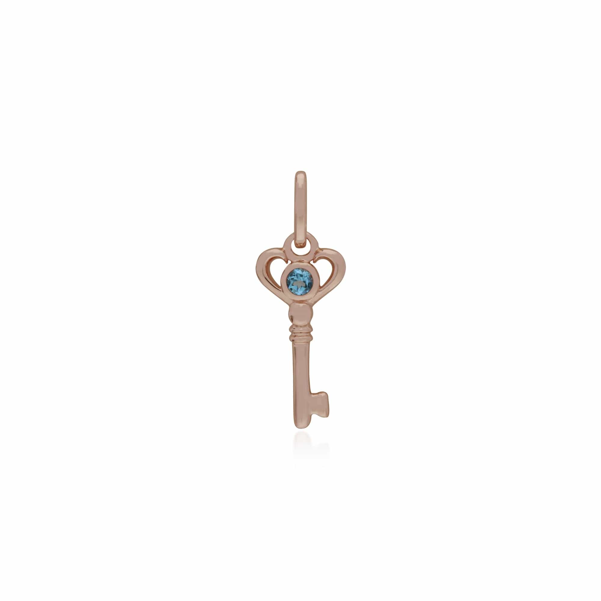 270P026305925-270P026501925 Classic Swirl Heart Lock Pendant & Blue Topaz Key Charm in Rose Gold Plated 925 Sterling Silver 2
