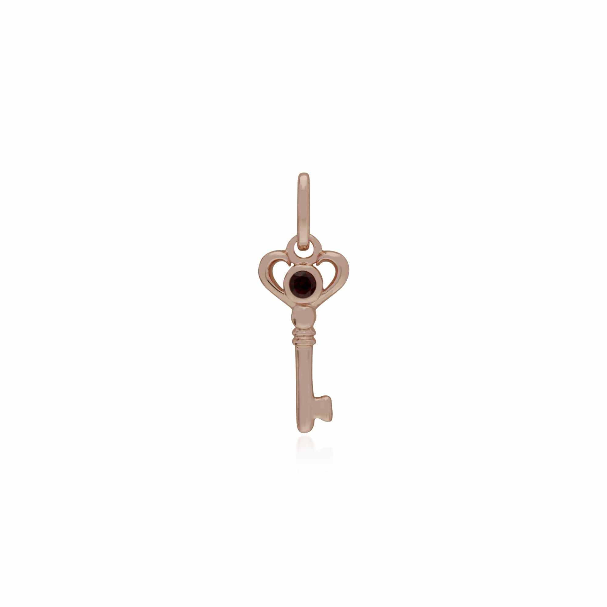 270P026306925-270P026501925 Classic Swirl Heart Lock Pendant & Garnet Key Charm in Rose Gold Plated 925 Sterling Silver 2