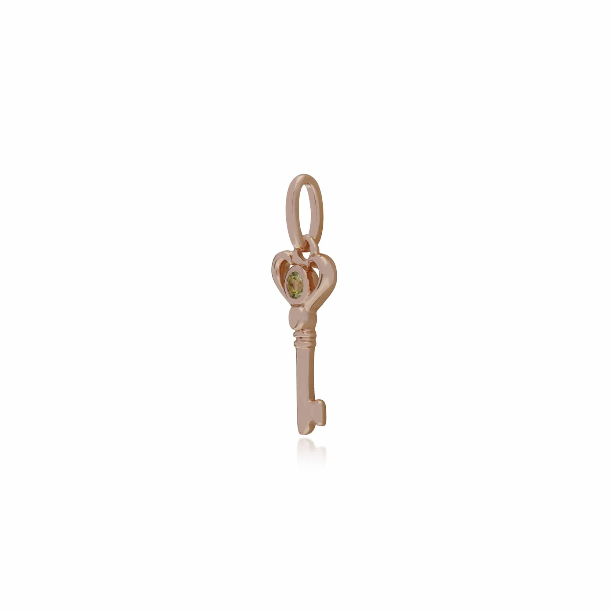 Gemondo Rose Gold Plated Sterling Silver Peridot Small Key Charm - Gemondo