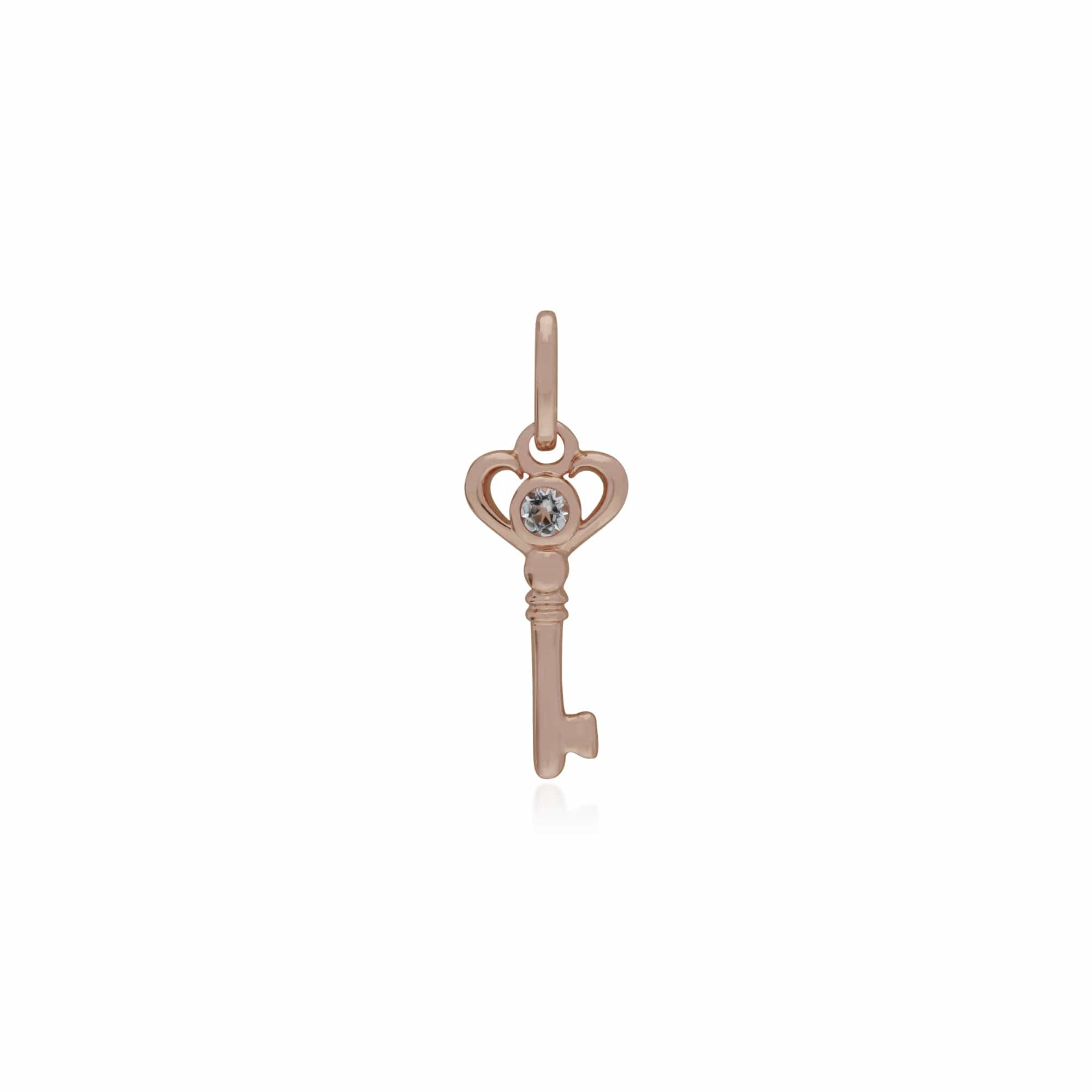 270P026310925-270P026901925 Classic Heart Lock Pendant & Clear Topaz Key Charm in Rose Gold Plated 925 Sterling Silver 2