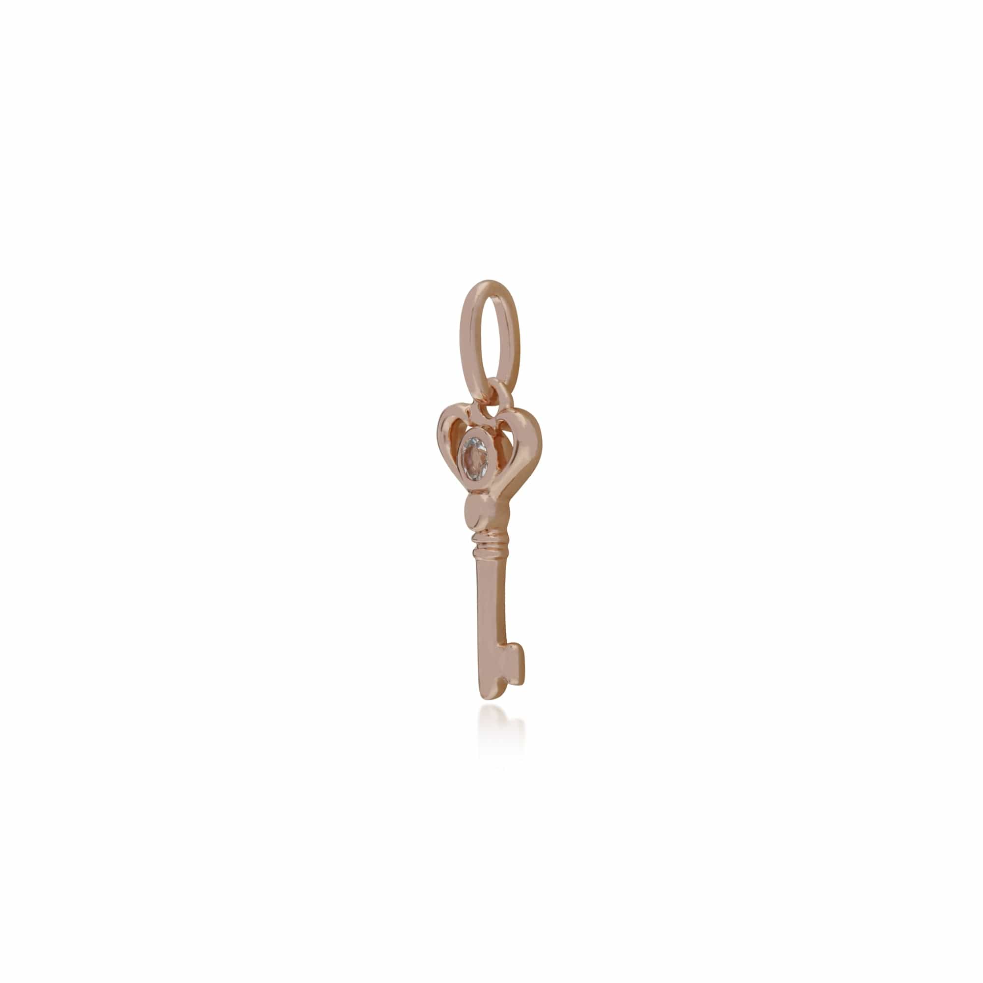 Gemondo Rose Gold Plated Sterling Silver Clear Topaz Small Key Charm - Gemondo