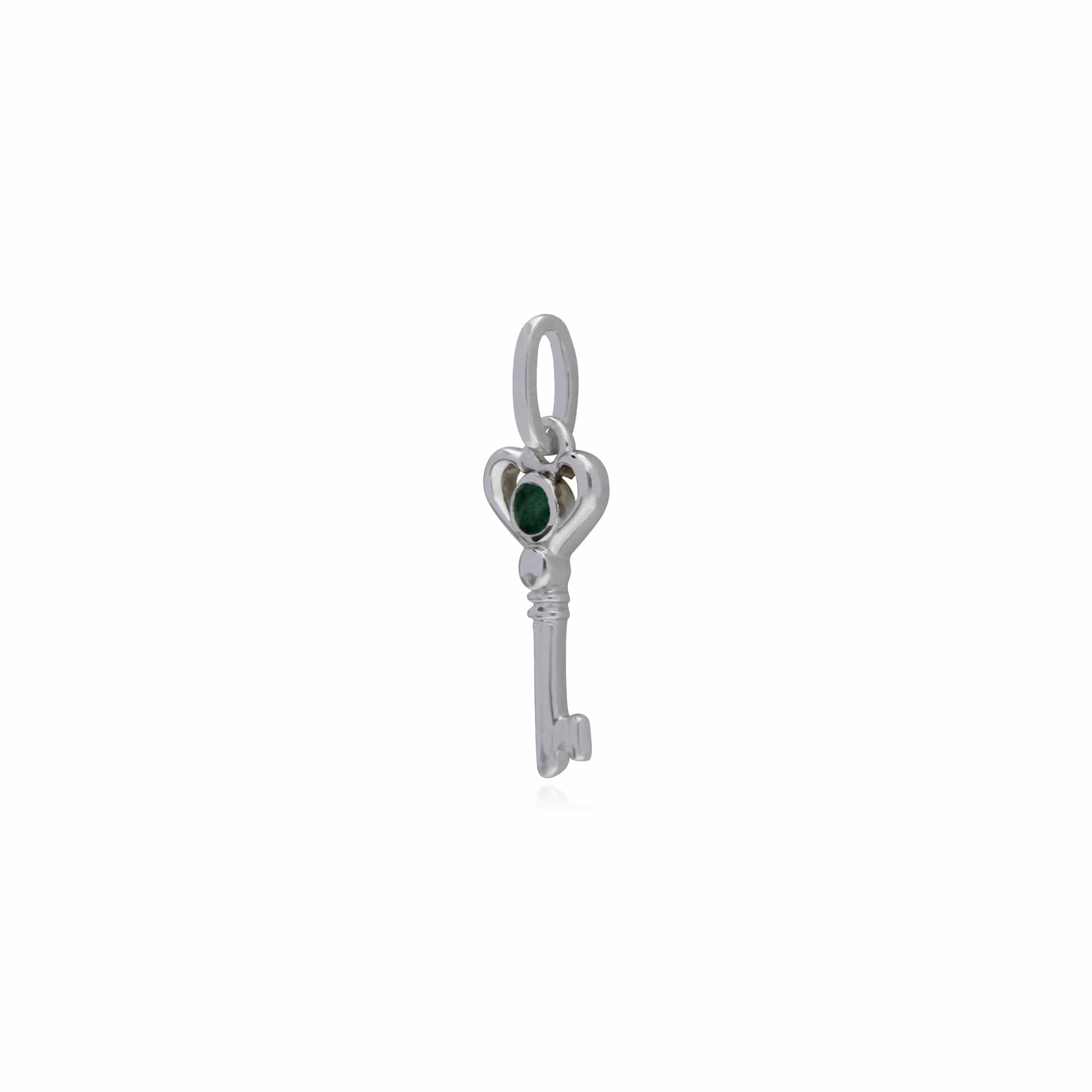 Gemondo Sterling Silver Emerald Small Key Charm - Gemondo