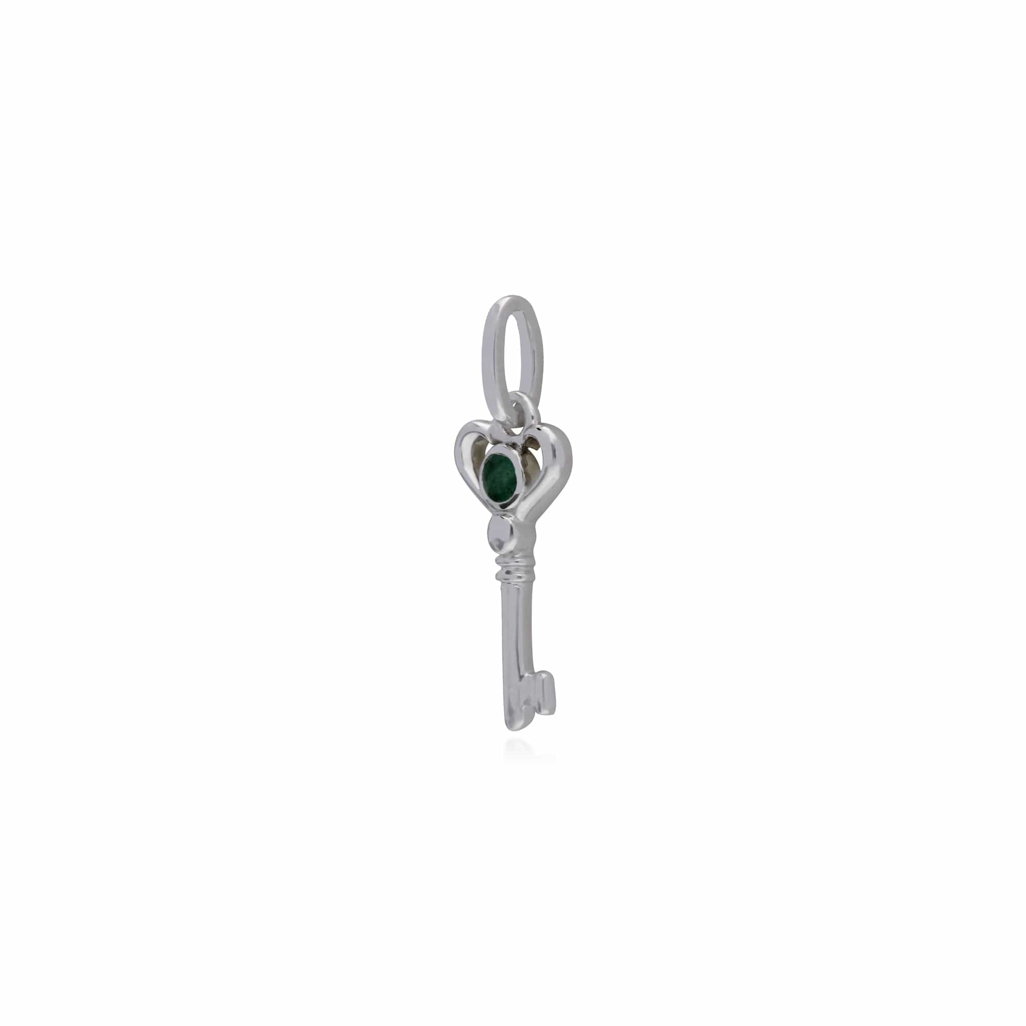 270P026401925 Gemondo Sterling Silver Emerald Small Key Charm 2