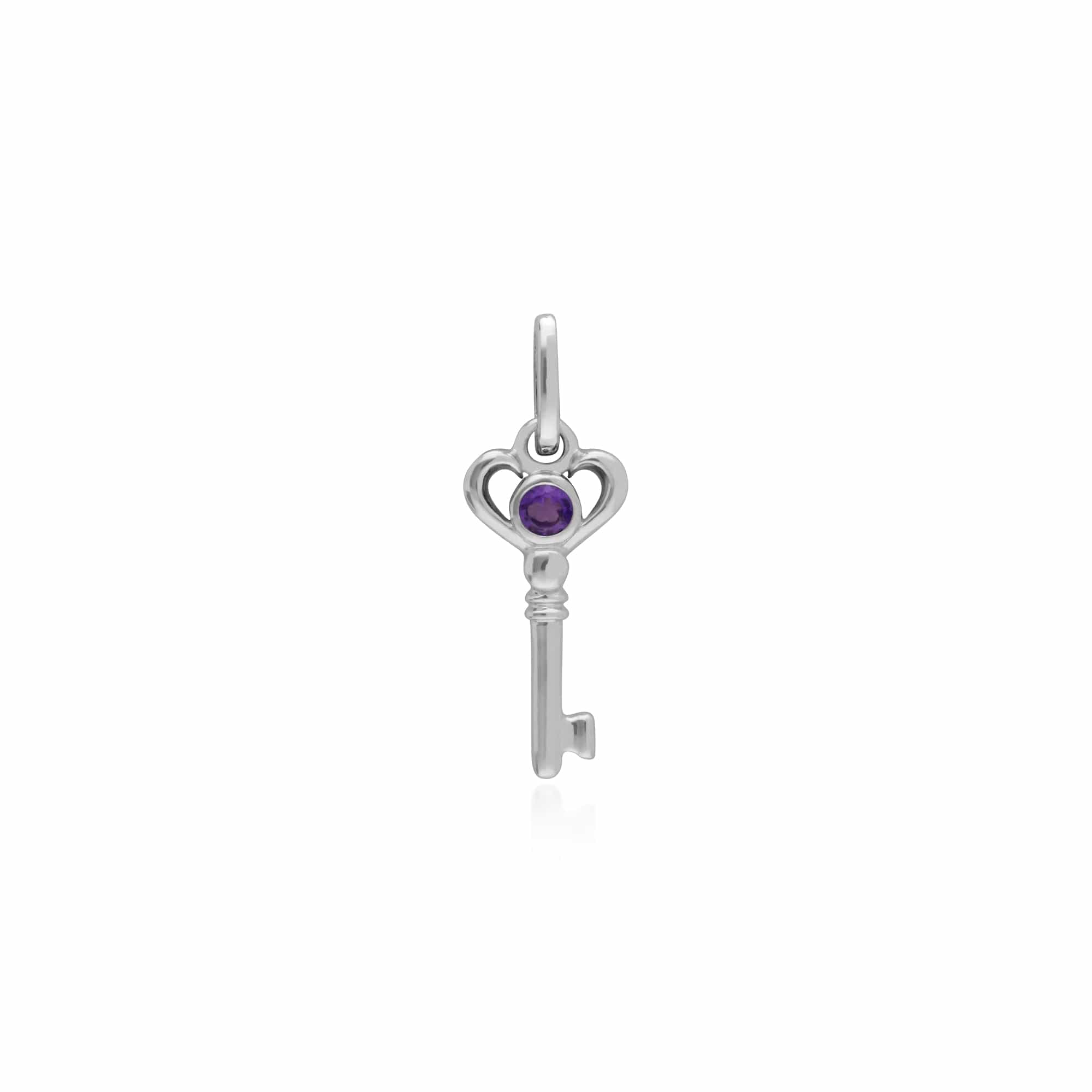 270P026404925-270P026601925 Classic Swirl Heart Lock Pendant & Amethyst Key Charm in 925 Sterling Silver 2