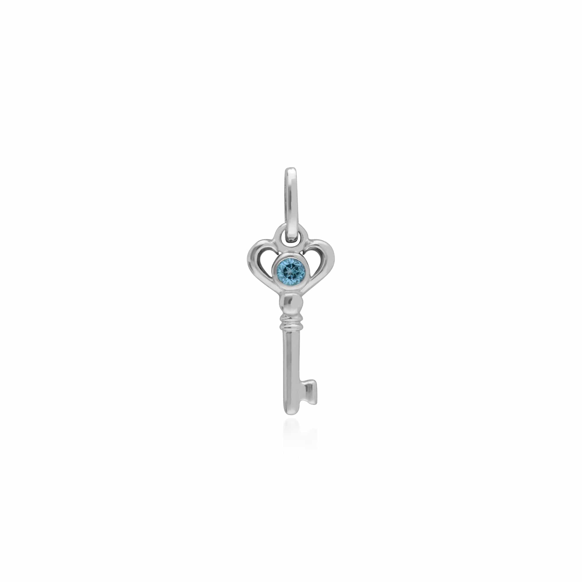 Classic Heart Lock Pendant & Blue Topaz Key Charm Image 2