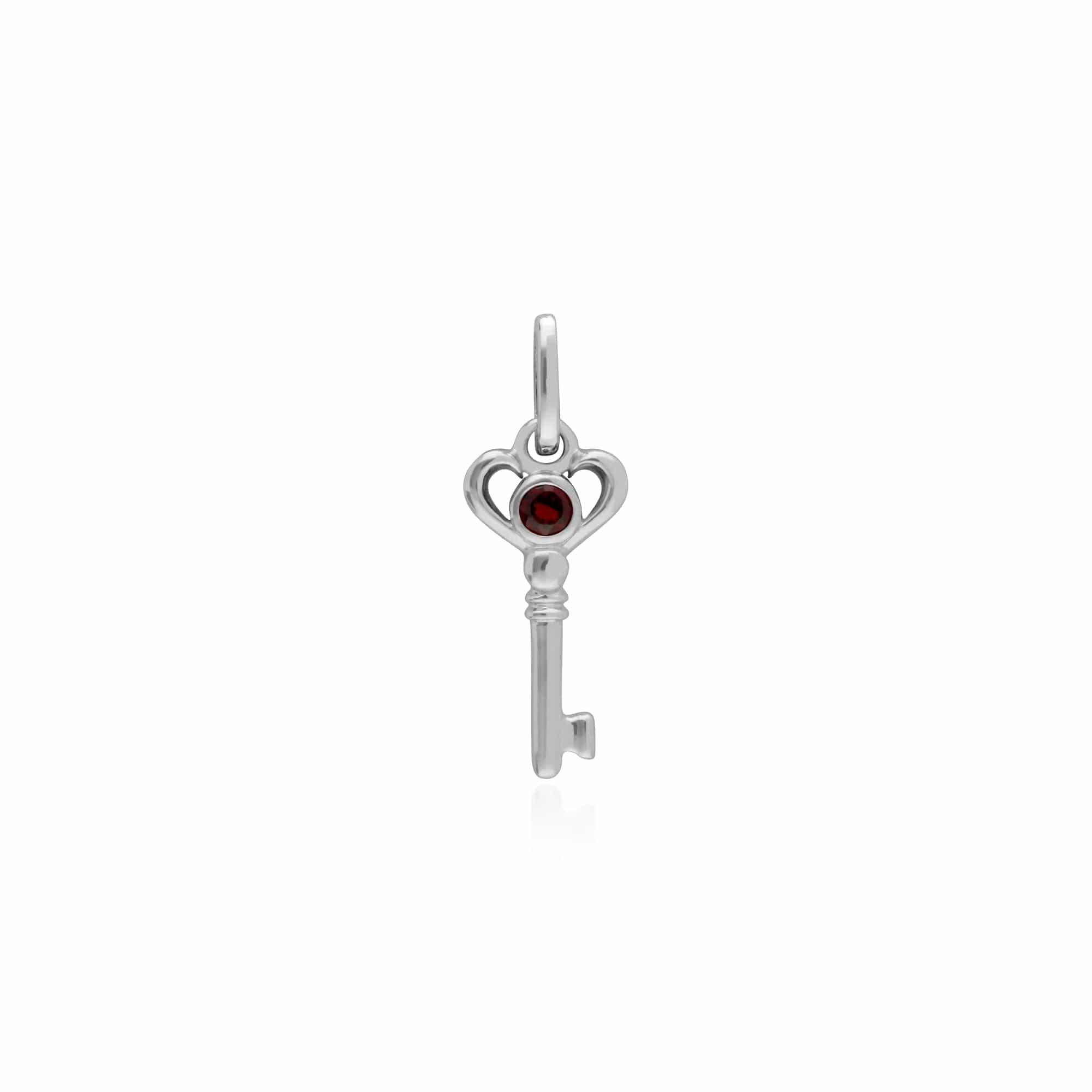 270P026406925-270P026601925 Classic Swirl Heart Lock Pendant & Garnet Key Charm in 925 Sterling Silver 2