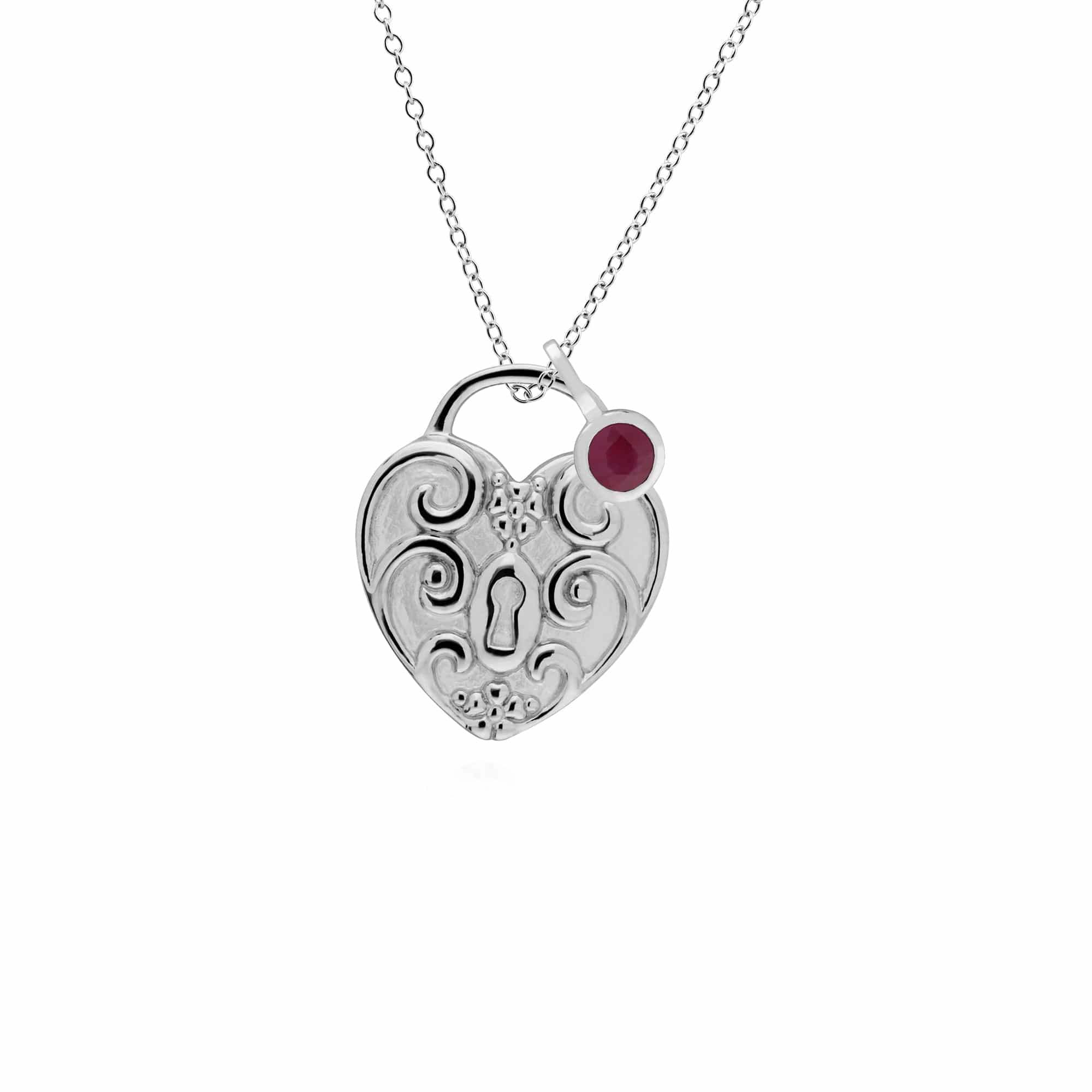 Classic Heart Lock Pendant & Ruby Charm Image 1
