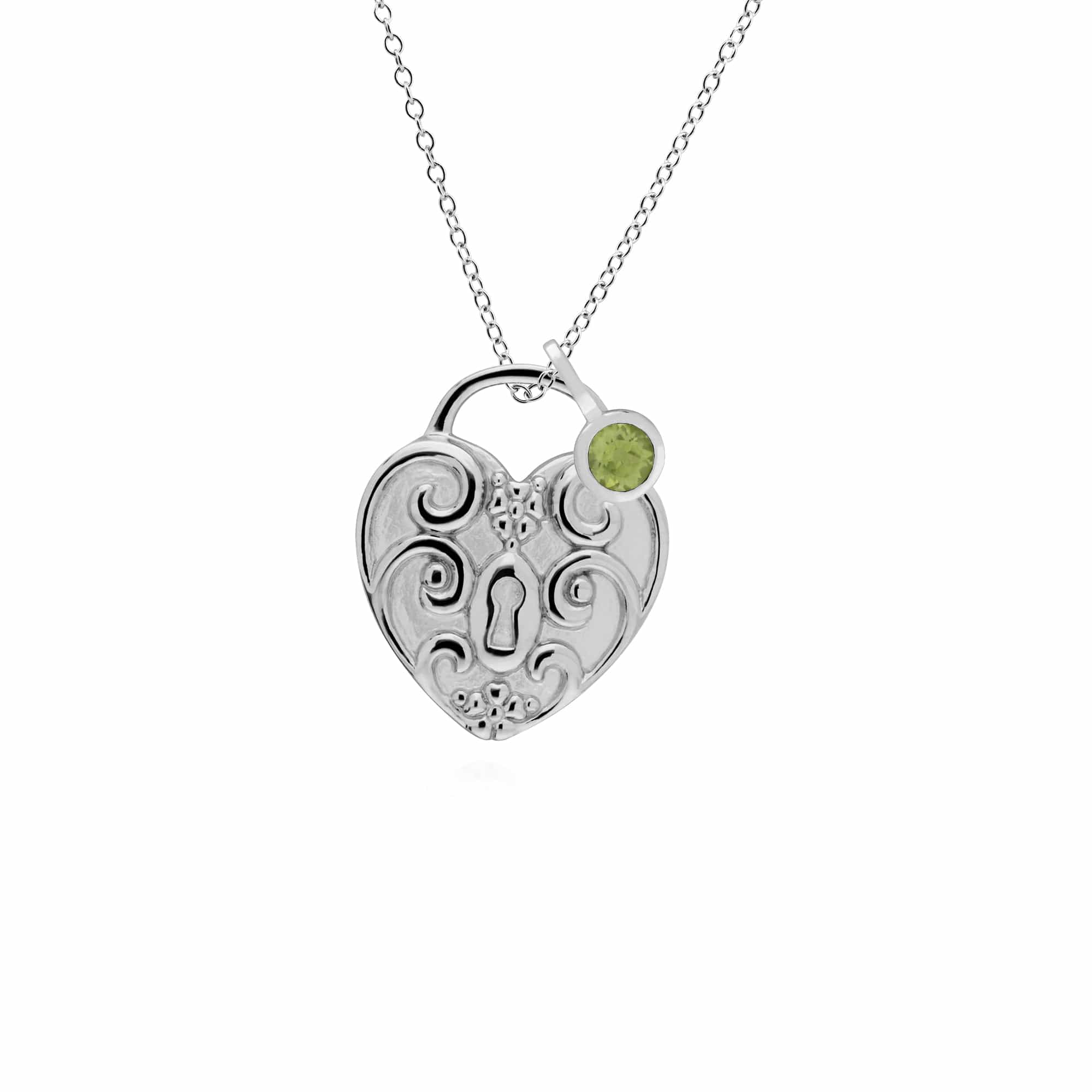 Classic Heart Lock Pendant & Peridot Charm Image 1