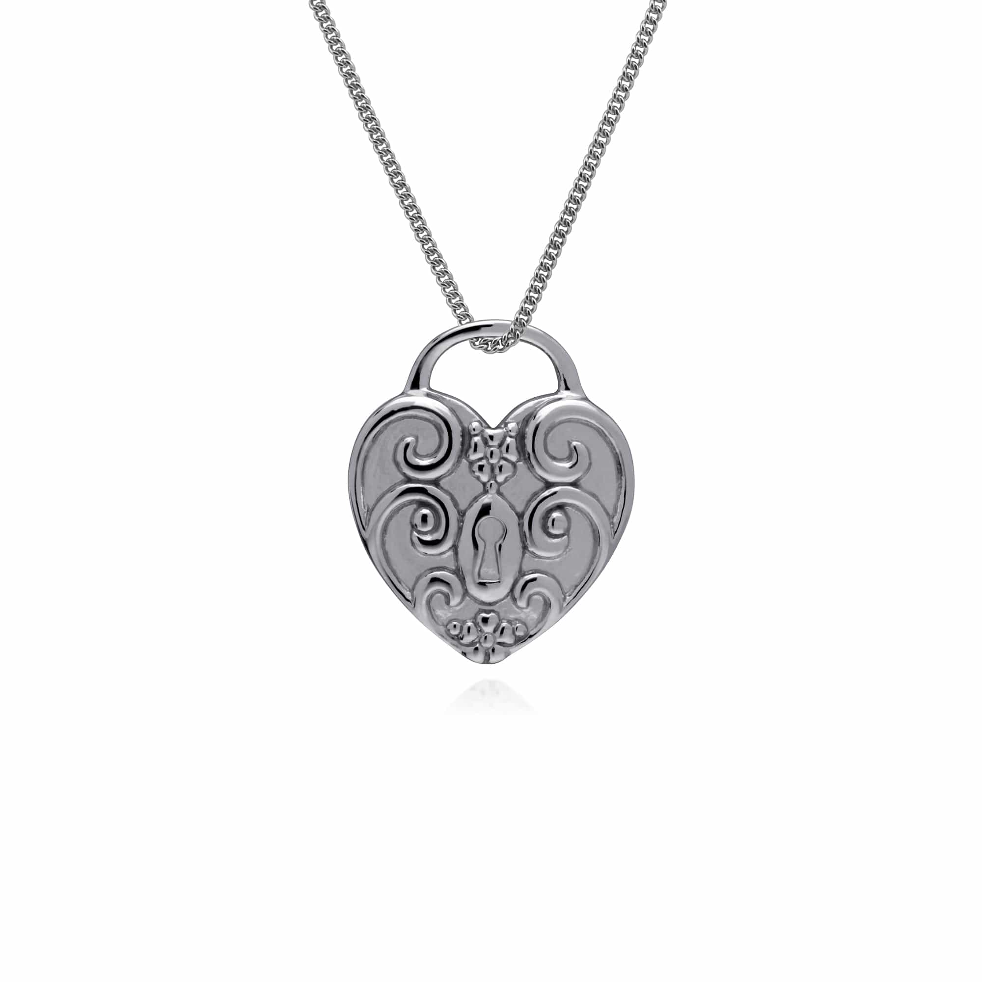 270P026601925 Gemondo Sterling Silver Swirl Heart Lock Charm Pendant on 45m Chain 1