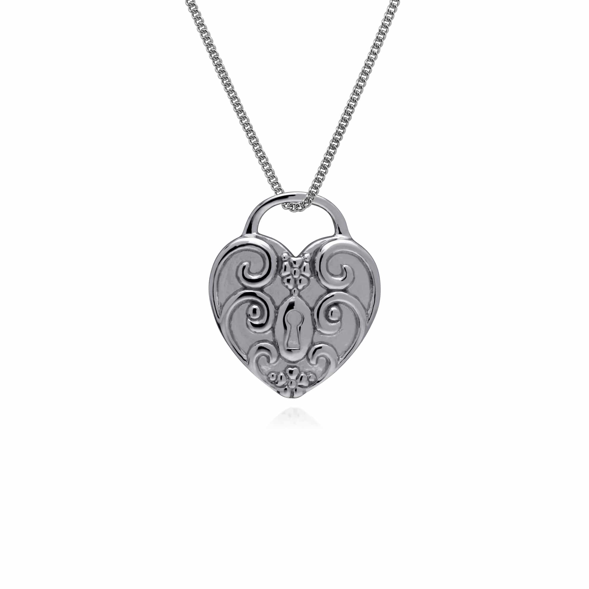 Classic Heart Lock Pendant & Clear Topaz Big Key Charm Image 3