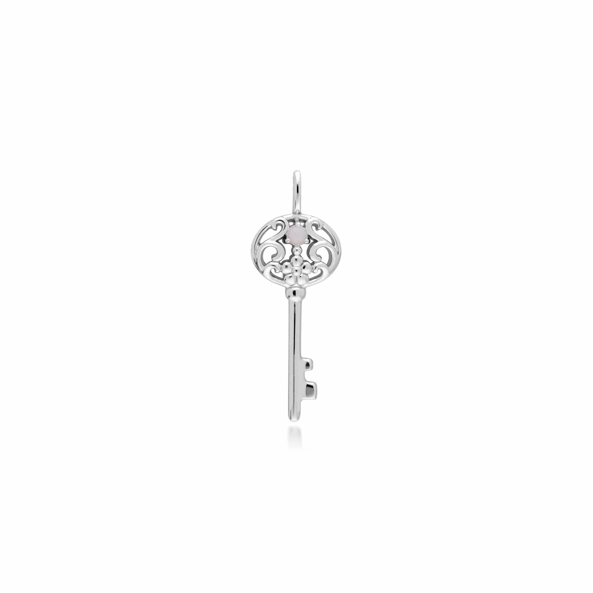 Classic Heart Lock Pendant & Opal Big Key Charm Image 2