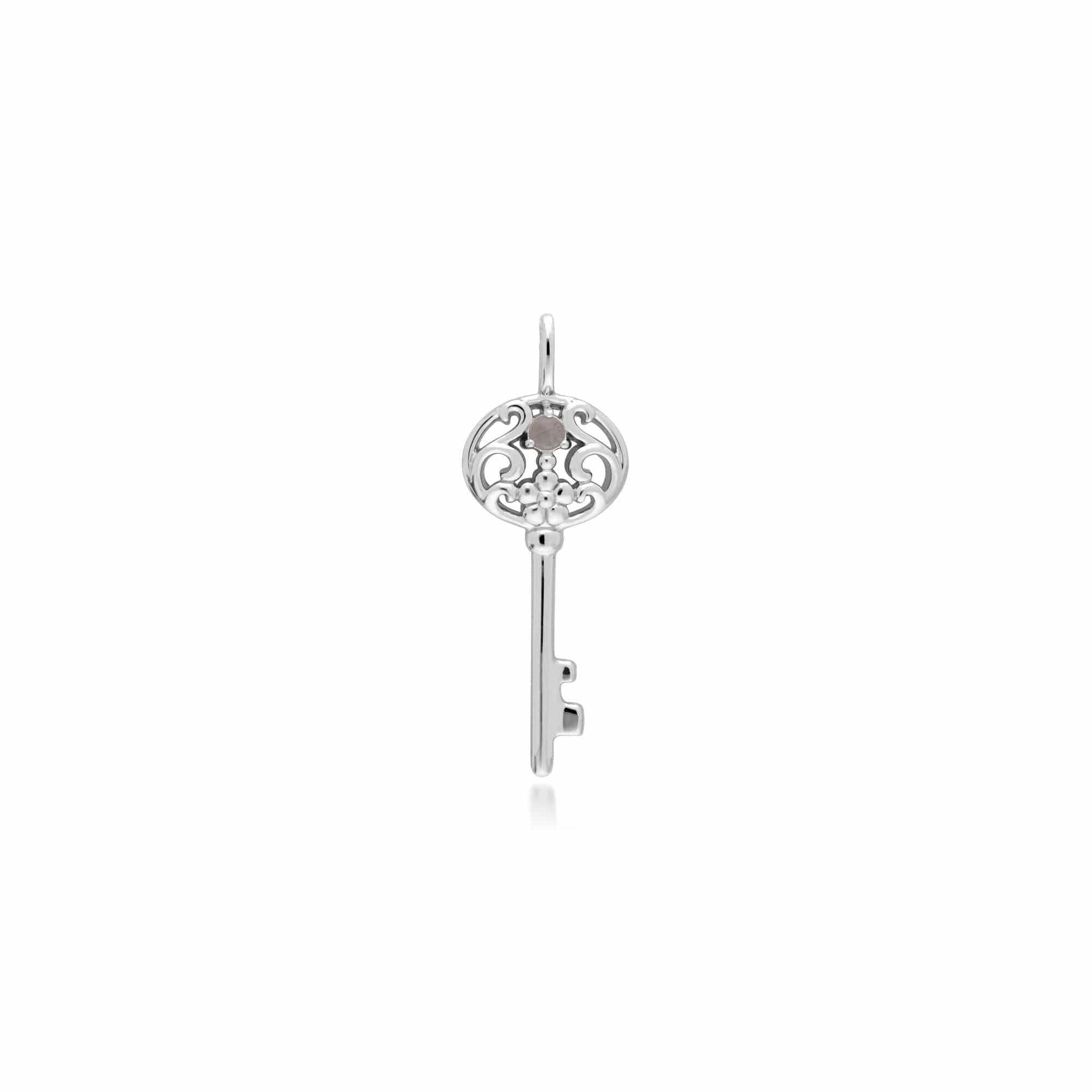 Classic Heart Lock Pendant & Rainbow Moonstone Big Key Charm Image 2
