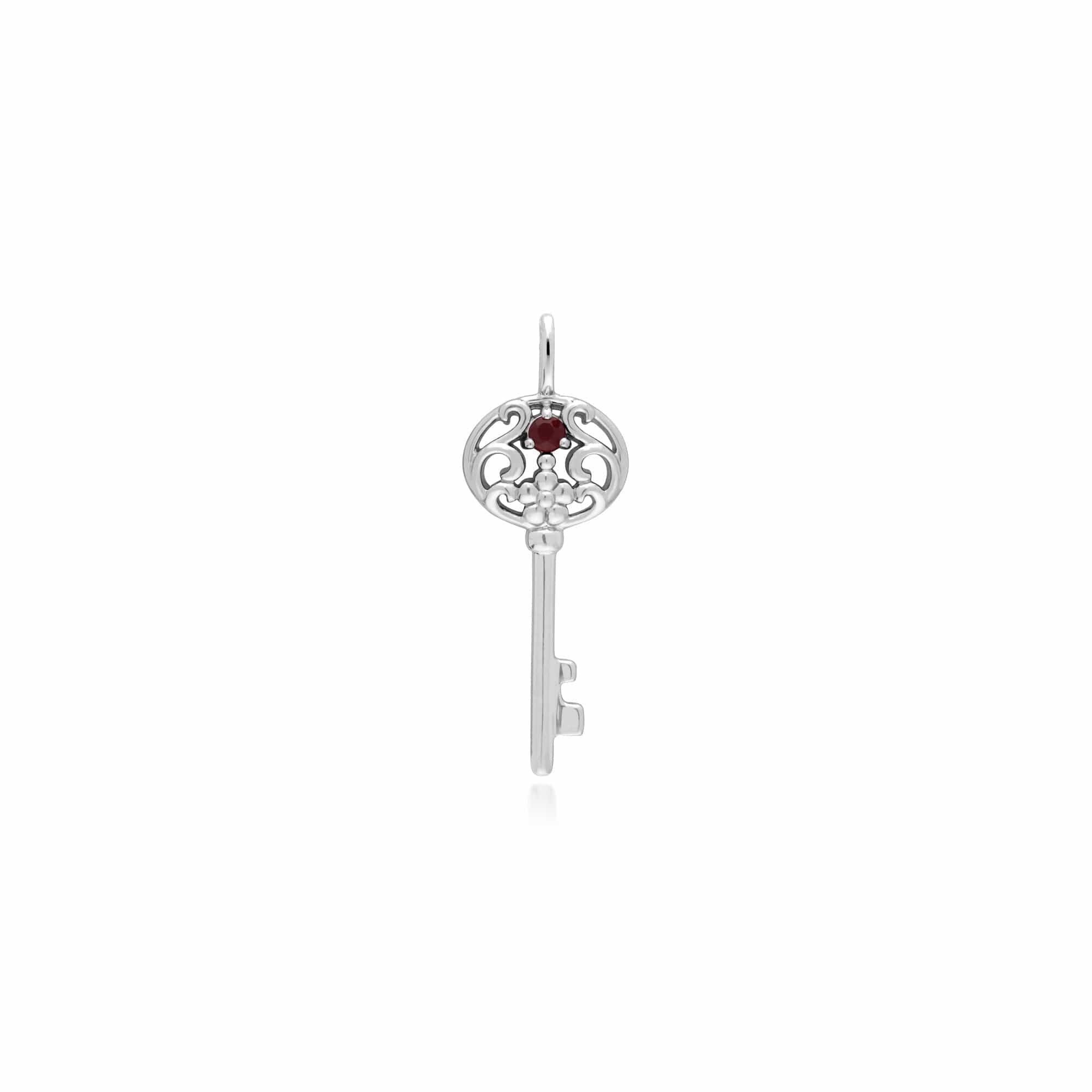 270P026806925-270P027001925 Classic Heart Lock Pendant & Ruby Big Key Charm in 925 Sterling Silver 2