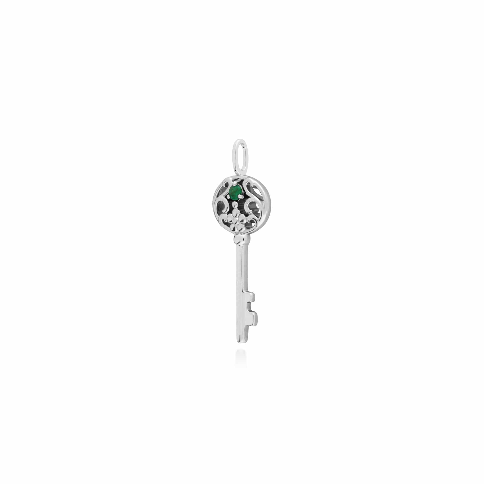 270P026807925 Gemondo Sterling Silver Emerald Big Key Charm 2