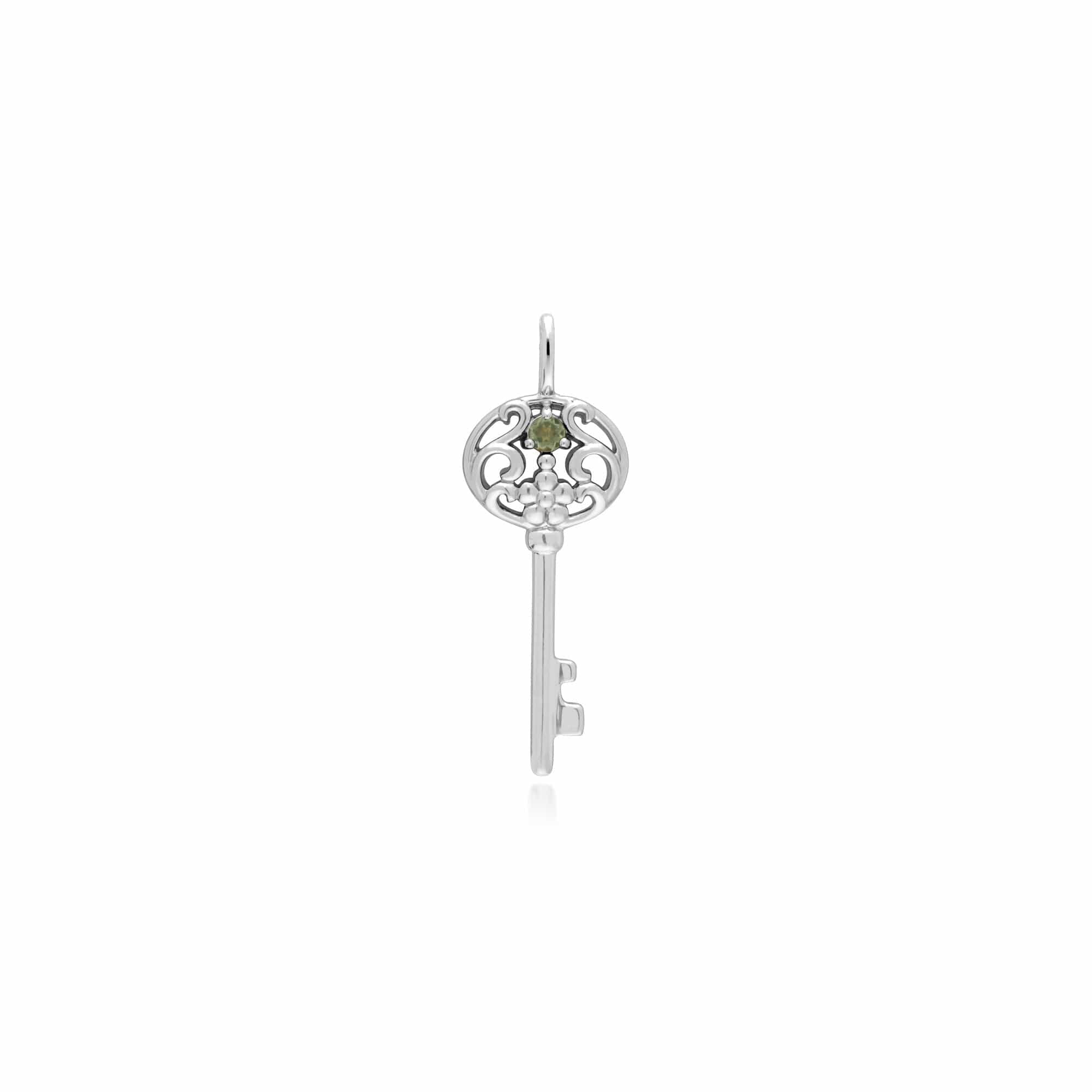 270P026811925-270P026601925 Classic Swirl Heart Lock Pendant & Peridot Big Key Charm in 925 Sterling Silver 2