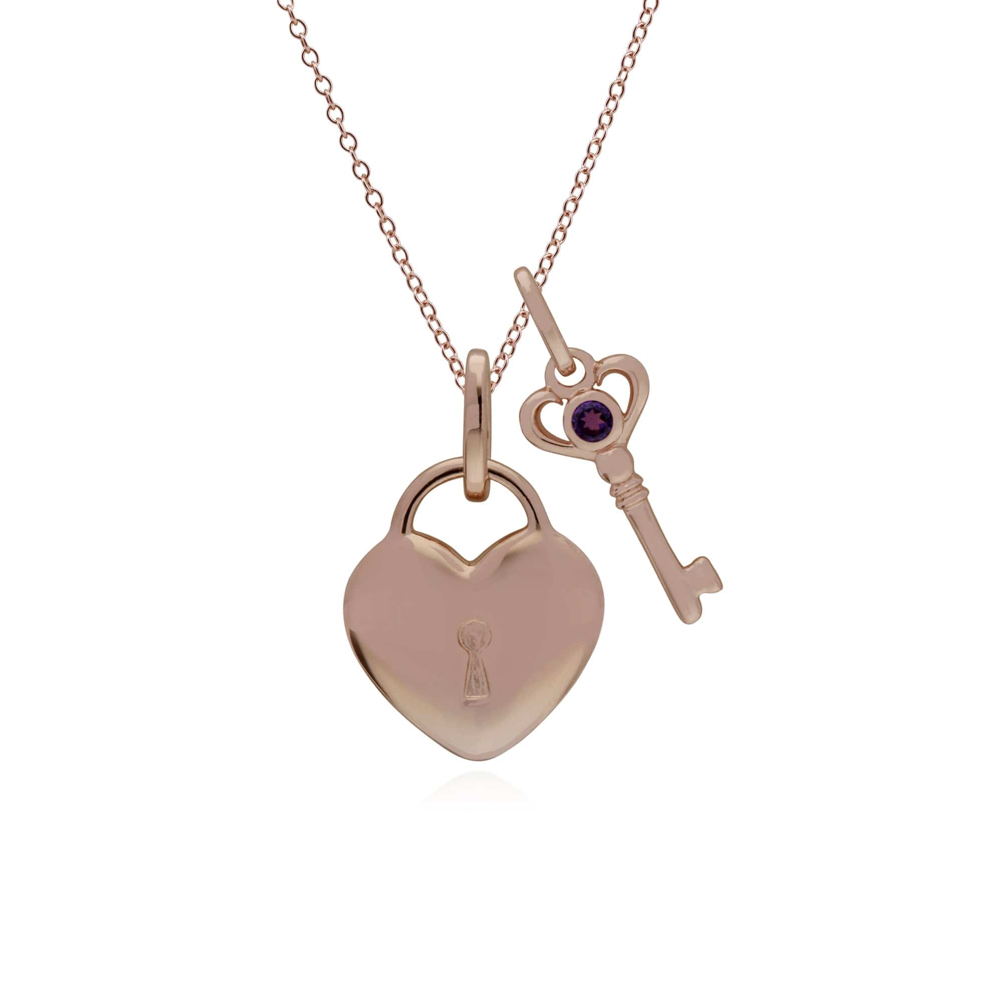 Classic Heart Pendant & Amethyst Key Charm Image 1