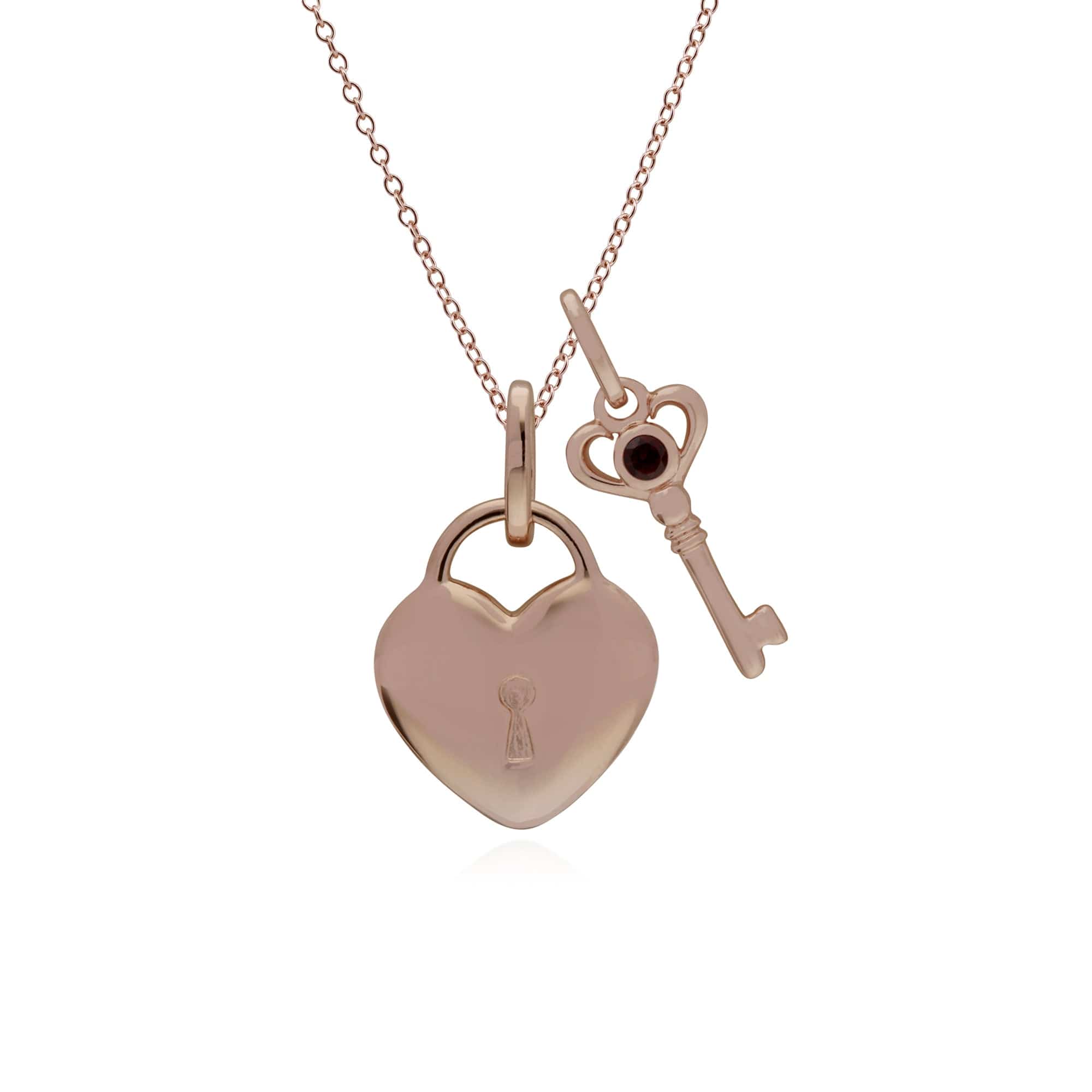 Classic Heart Pendant & Garnet Key Charm Image 1