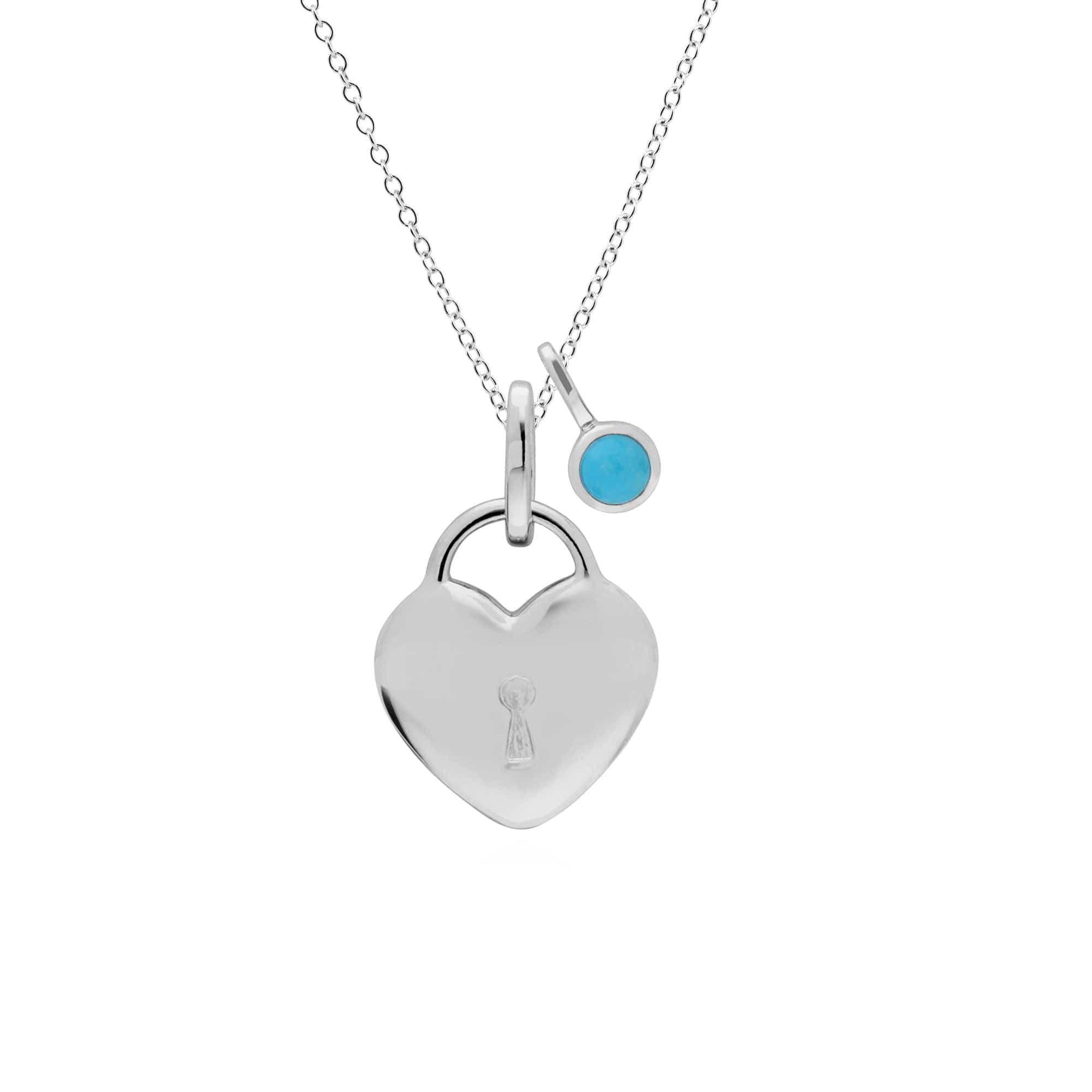 Classic Heart Lock Pendant & Turquoise Charm Image 1