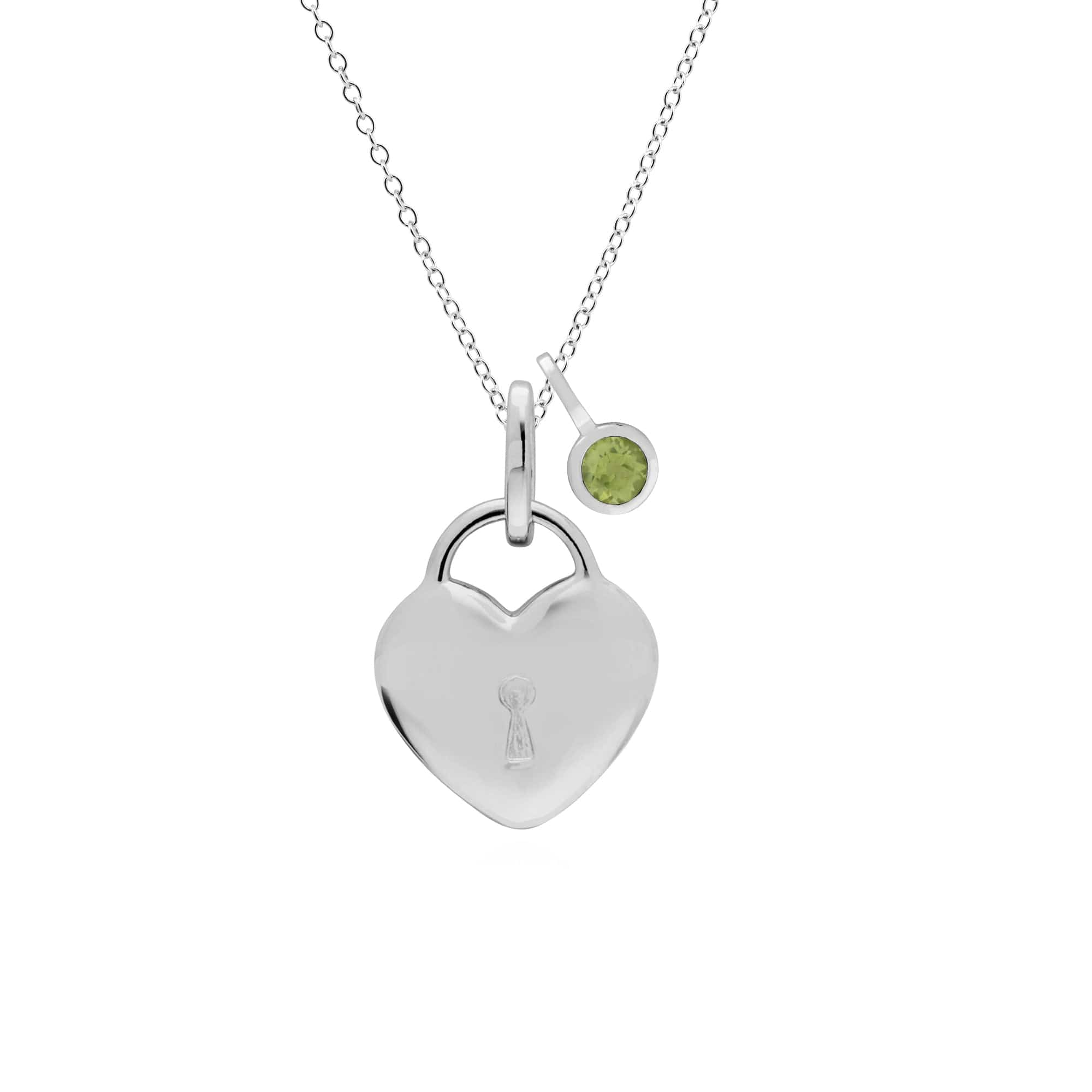 Classic Heart Lock Pendant & Peridot Charm Image 1