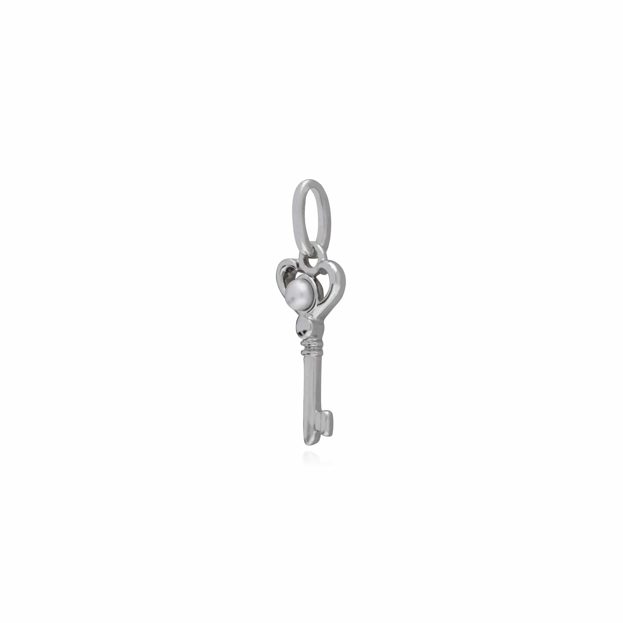 Gemondo Sterling Silver Pearl Small Key Charm - Gemondo