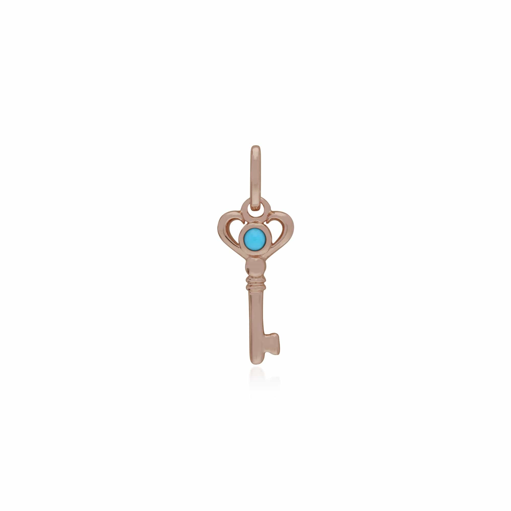 270P027402925-270P026901925 Classic Heart Lock Pendant & Turquoise Key Charm in Rose Gold Plated 925 Sterling Silver 2