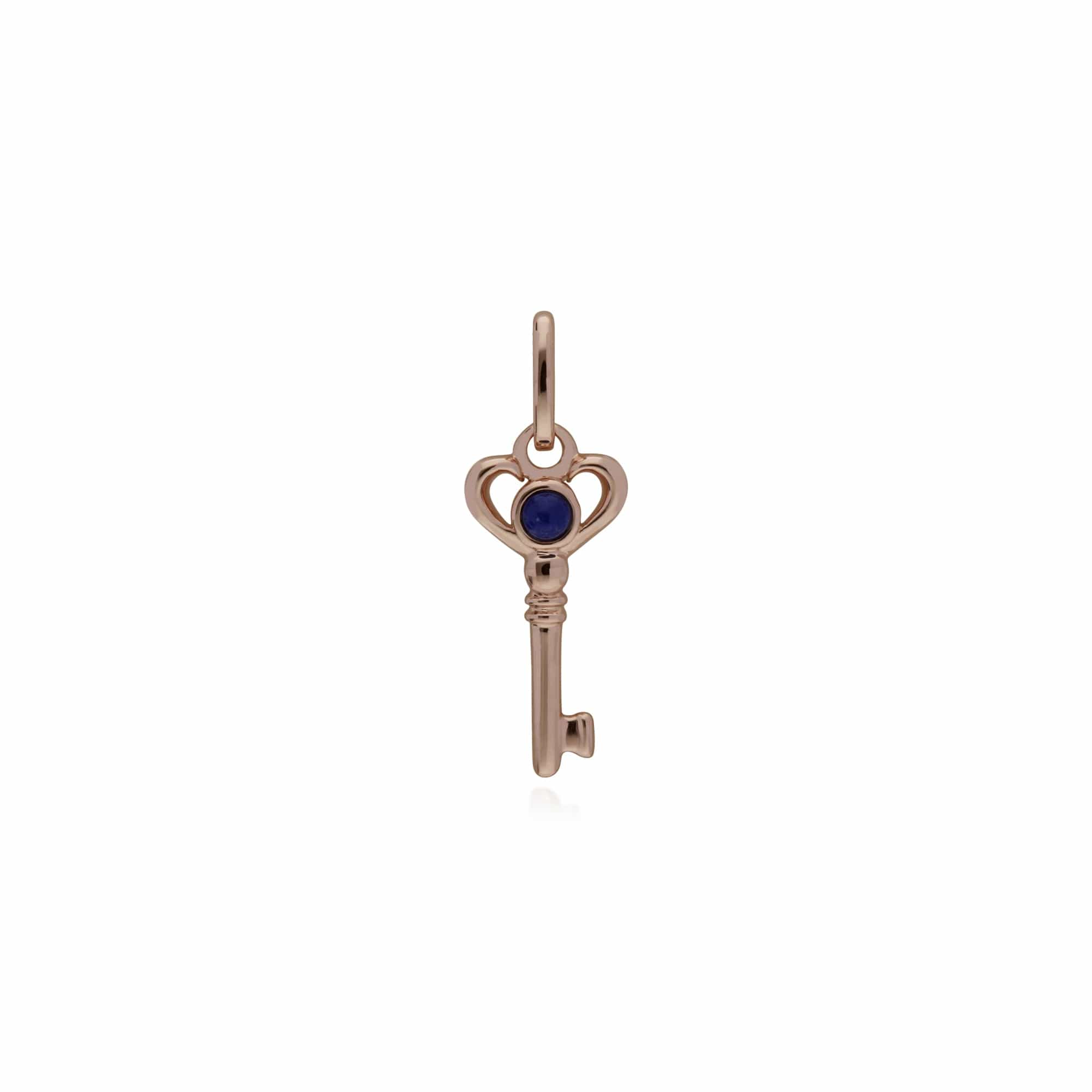 270P027401925-270P026901925 Classic Heart Lock Pendant & Lapis Lazuli Key Charm in Rose Gold Plated 925 Sterling Silver 2