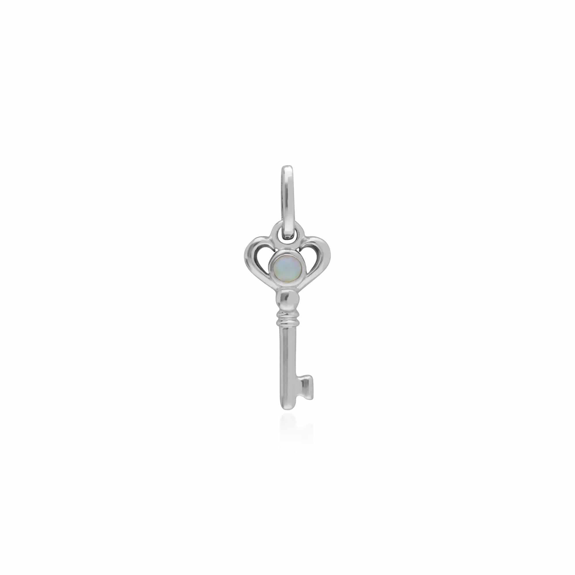 270P027503925-270P026601925 Classic Swirl Heart Lock Pendant & Opal Key Charm in 925 Sterling Silver 2
