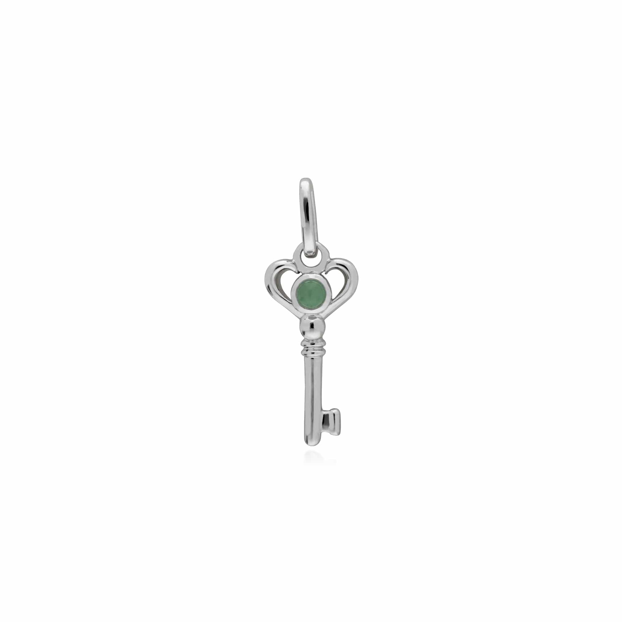 270P027501925-270P027001925 Classic Heart Lock Pendant & Jade Key Charm in 925 Sterling Silver 2