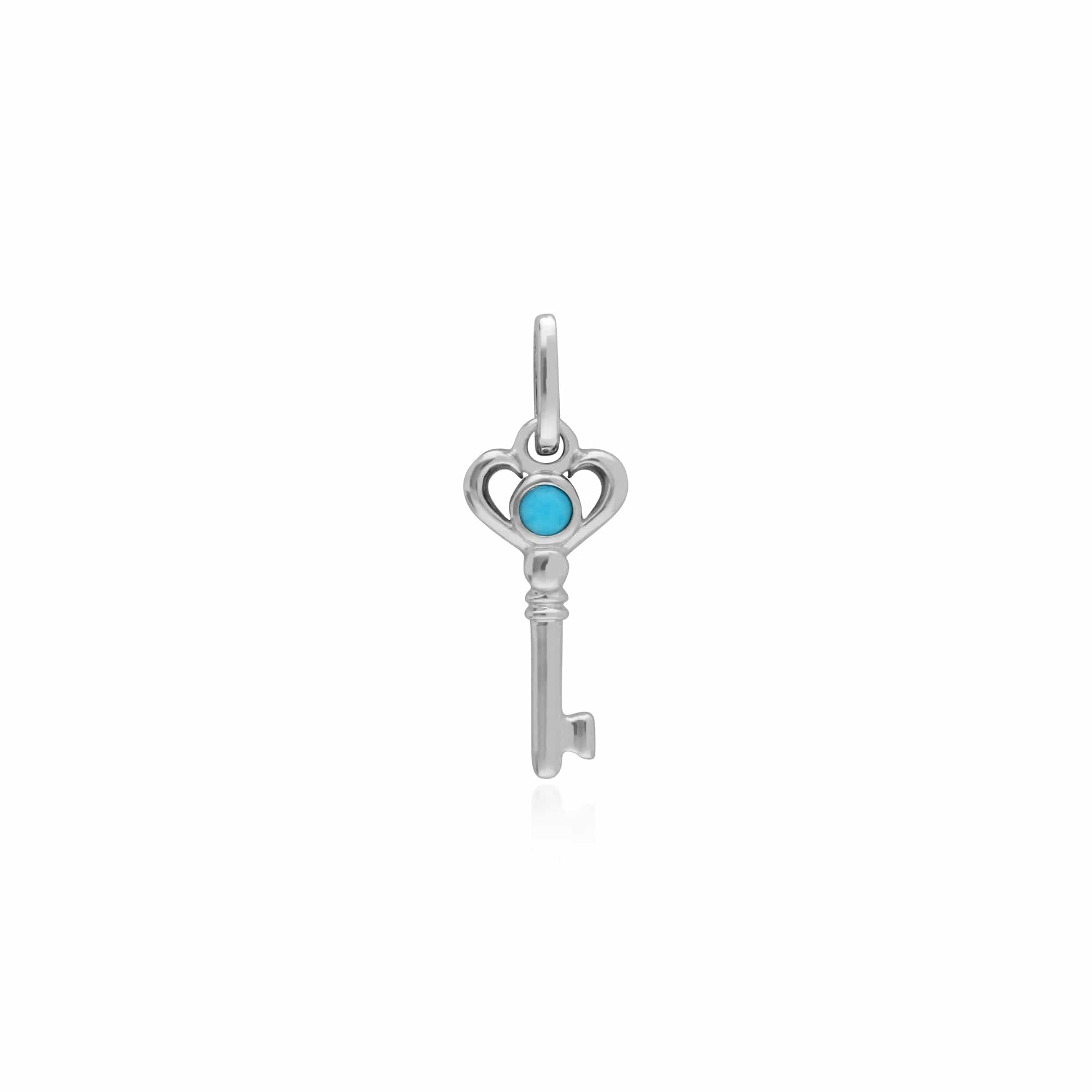 270P028301925-270P026601925 Classic Swirl Heart Lock Pendant & Turquoise Key Charm in 925 Sterling Silver 2