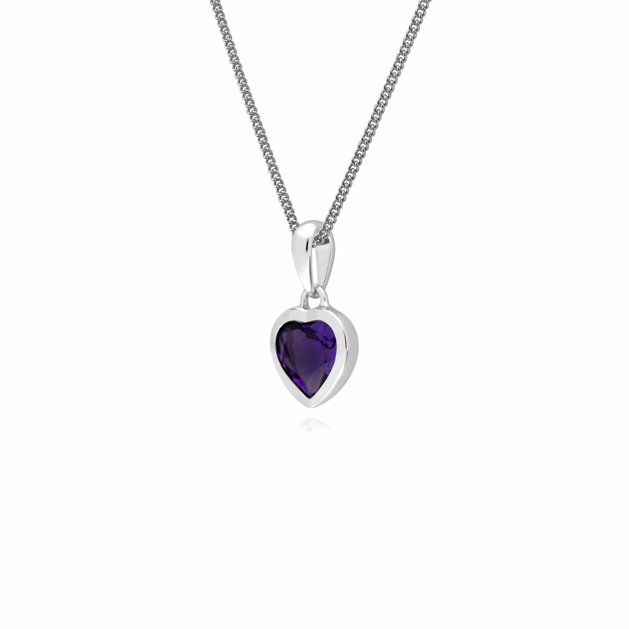 270P028701925 Essential Heart Shaped Amethyst Pendant in 925 Sterling Silver 2