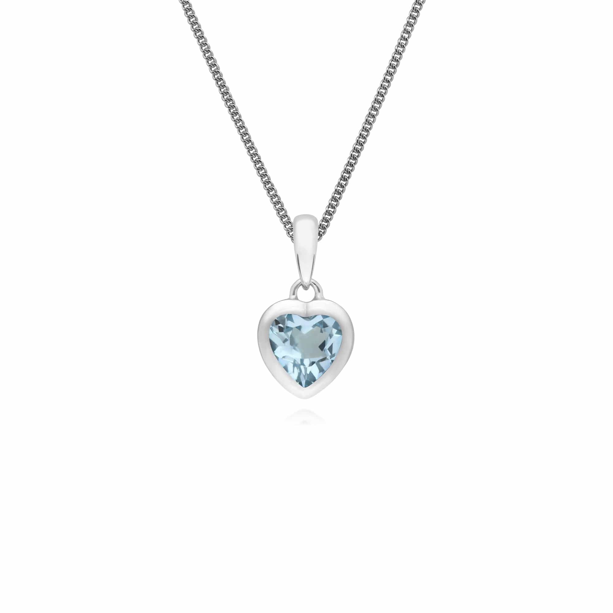 Essential Heart Shaped Blue Topaz Pendant in 925 Sterling Silver - Gemondo