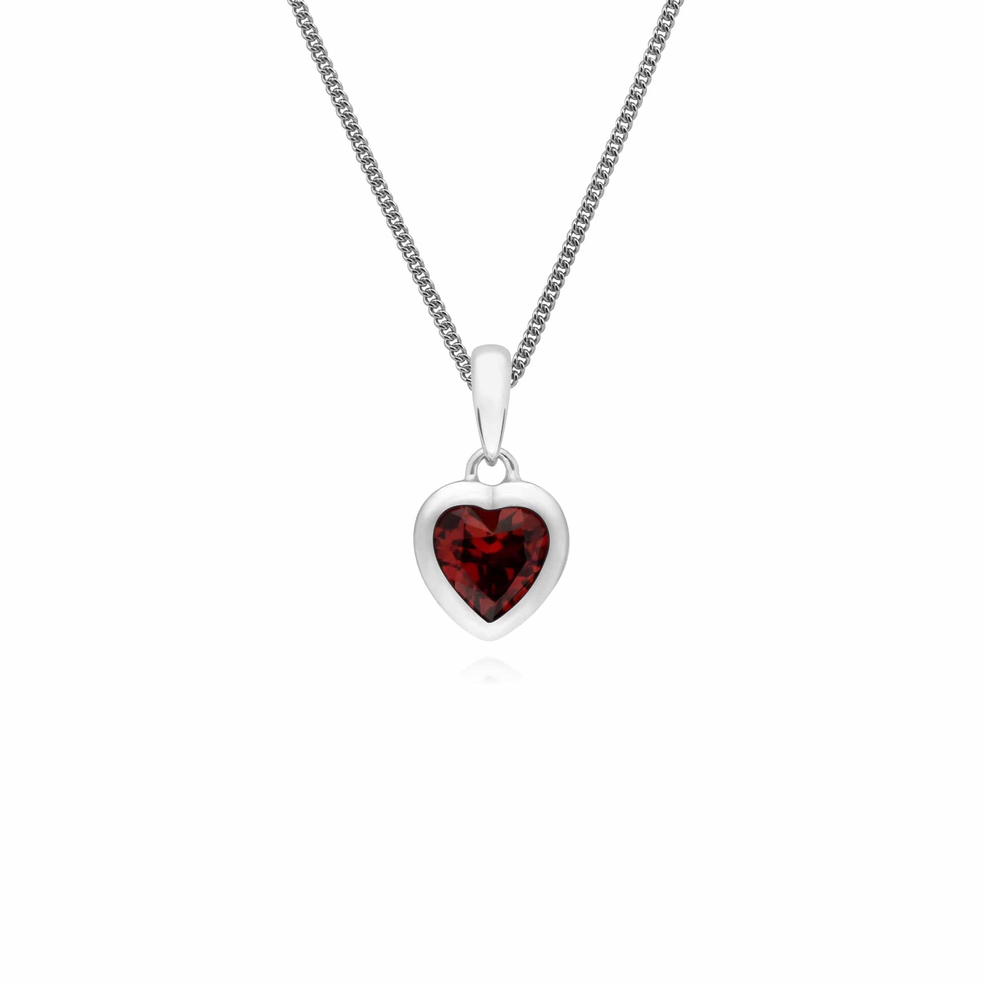 Essential Heart Shaped Garnet Pendant in 925 Sterling Silver - Gemondo
