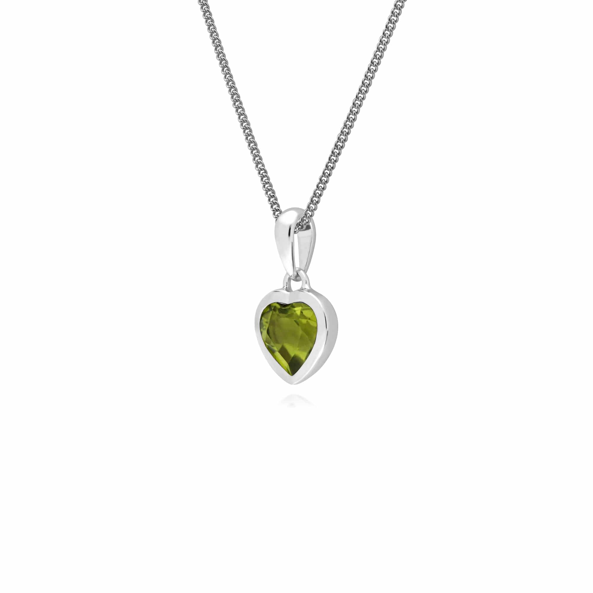 270P028704925 Essential Heart Shaped Peridot Pendant in 925 Sterling Silver 2